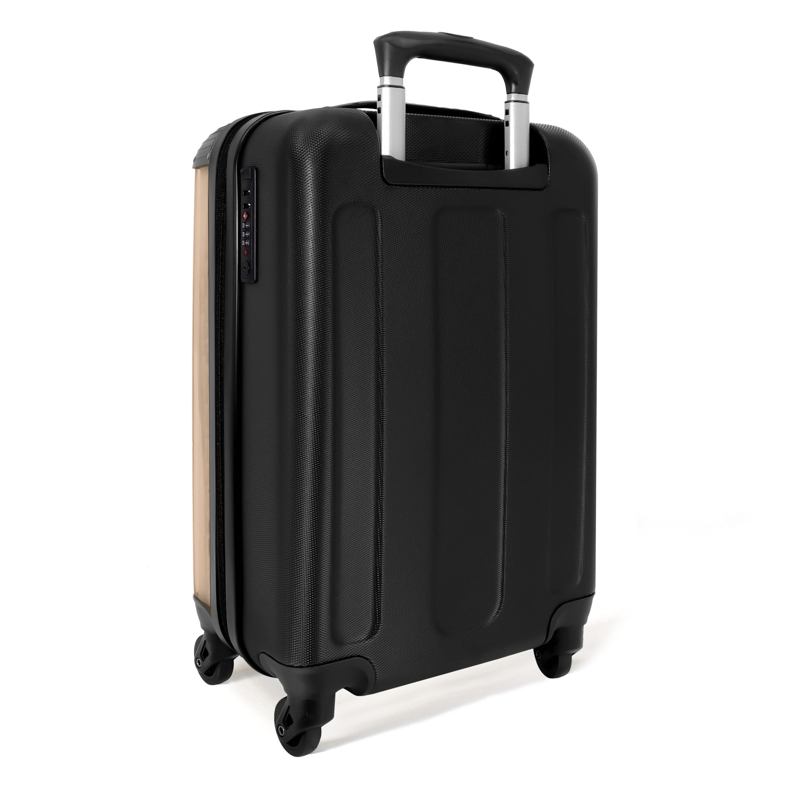 NoBoringSuitcases.com© Hartschalen-Trolley Beige - Einfarbig 55x35x20cm, 4 Rollen, Reisetasche mit Rollen, Koffer Handgepäck Flugzeug