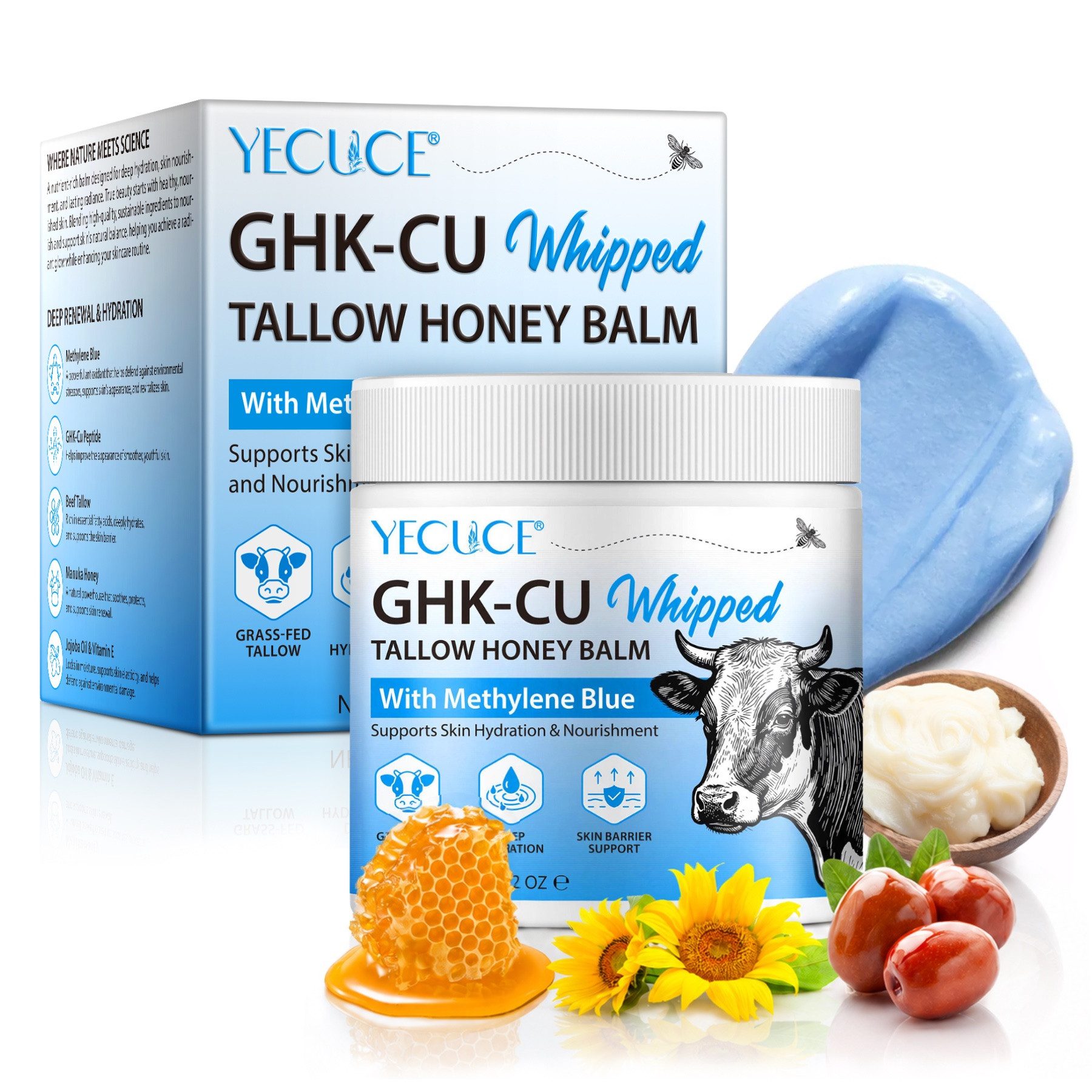P-Beauty Cosmetic Accessories Tagescreme Gesicht Creme Hautcreme Beef Tallow Honey Rindertalg Balm mit GHK-CU, 1-tlg., Feuchtigkeitscreme, Hautpflege, Körperbalm, Creme