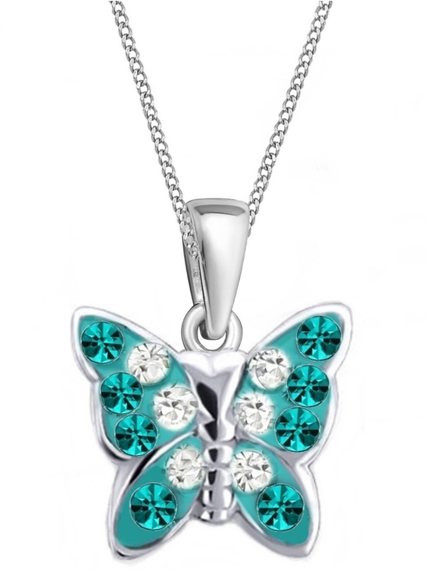 Goldene Hufeisen Kette mit Anhänger Mädchen Kinder mini klein Schmetterling Anhänger mit Kette 925 Silber (2-tlg, inkl. Etui), Kinderkette