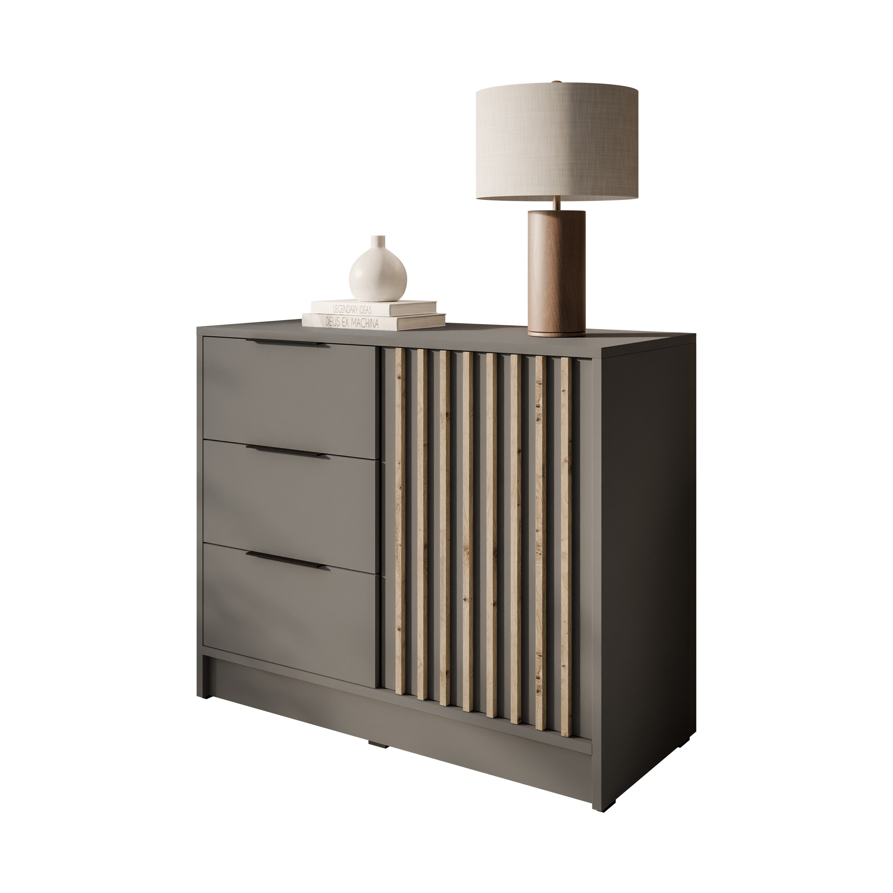 Lookway Kommode NELA 2D moderne Lamellenkommode mit Schubladen