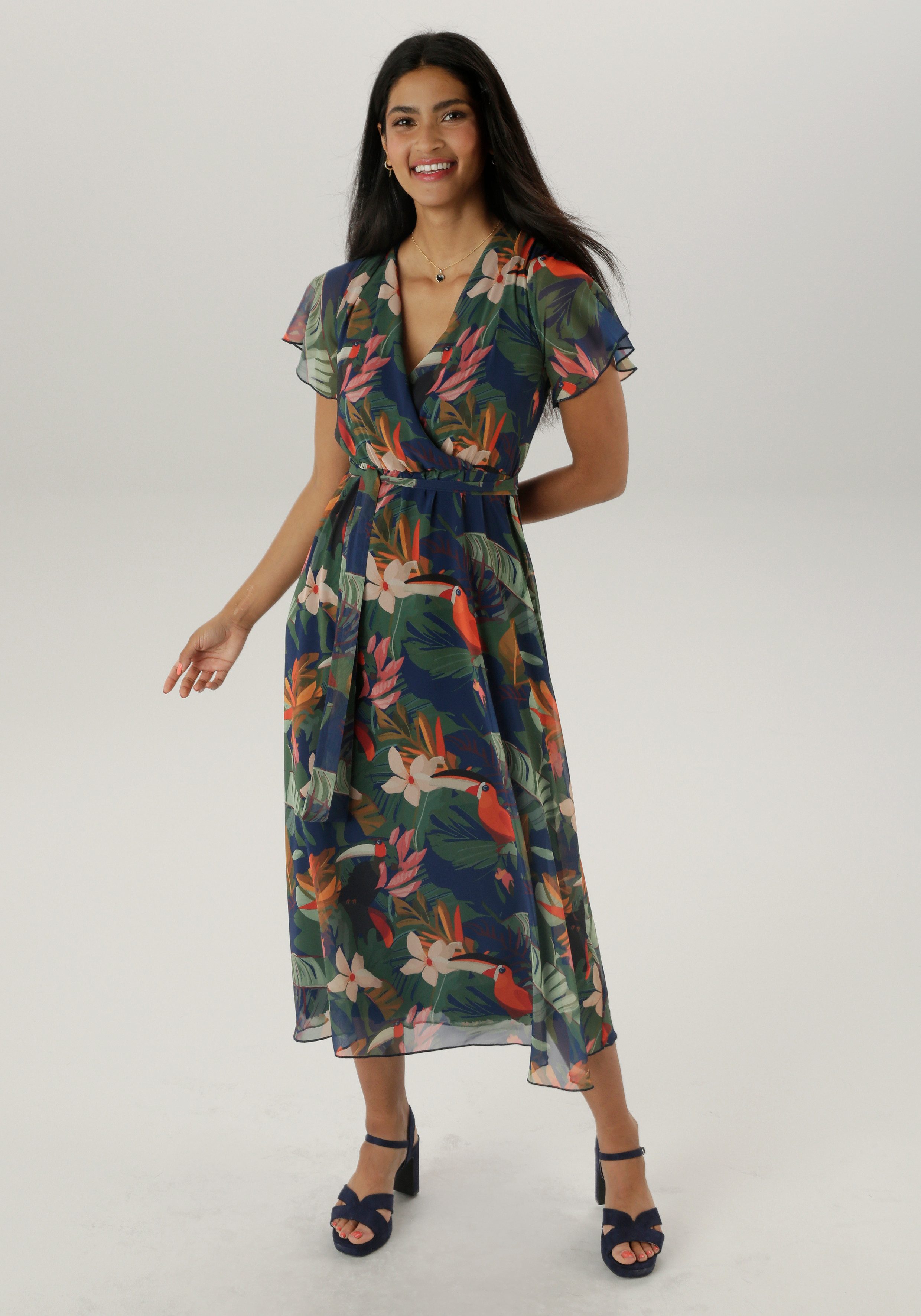 Aniston SELECTED Wickelkleid, mit blickdichtem Jerseyfutter günstig online kaufen