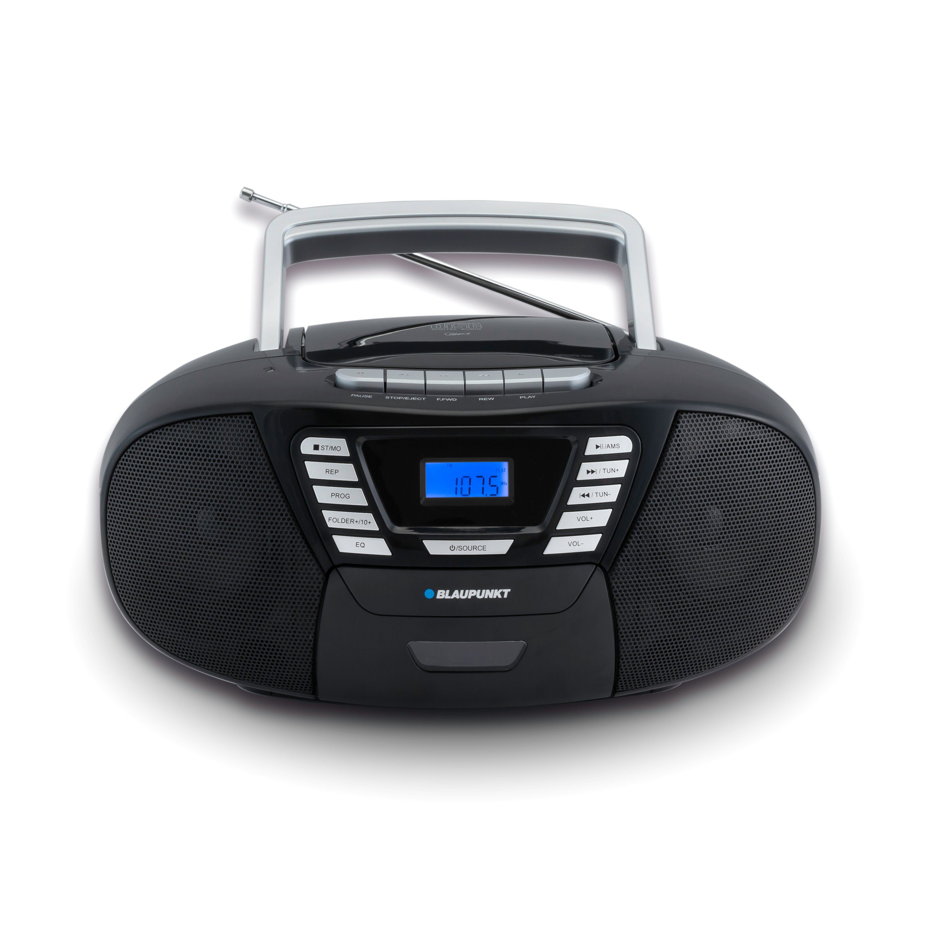 Blaupunkt B 120 Boombox Schwarz Kassetten Bluetooth, CD-Player, FM, und 6,00 USB, Hörbuchfunktion, (UKW, Radio) W