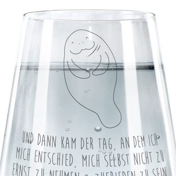 Mr. & Mrs. Panda Glas Seekuh Happy - Transparent - Geschenk, Meer, Urlaub, Spülmaschinenfes, Premium Glas, Hochwertige Gravur