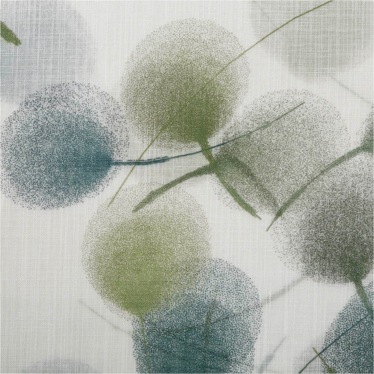 SCHÖNER LEBEN. Stoff Gardinenstoff Meterware Voile Leinenstruktur Blätter weiß grün 150cm, pflegeleicht