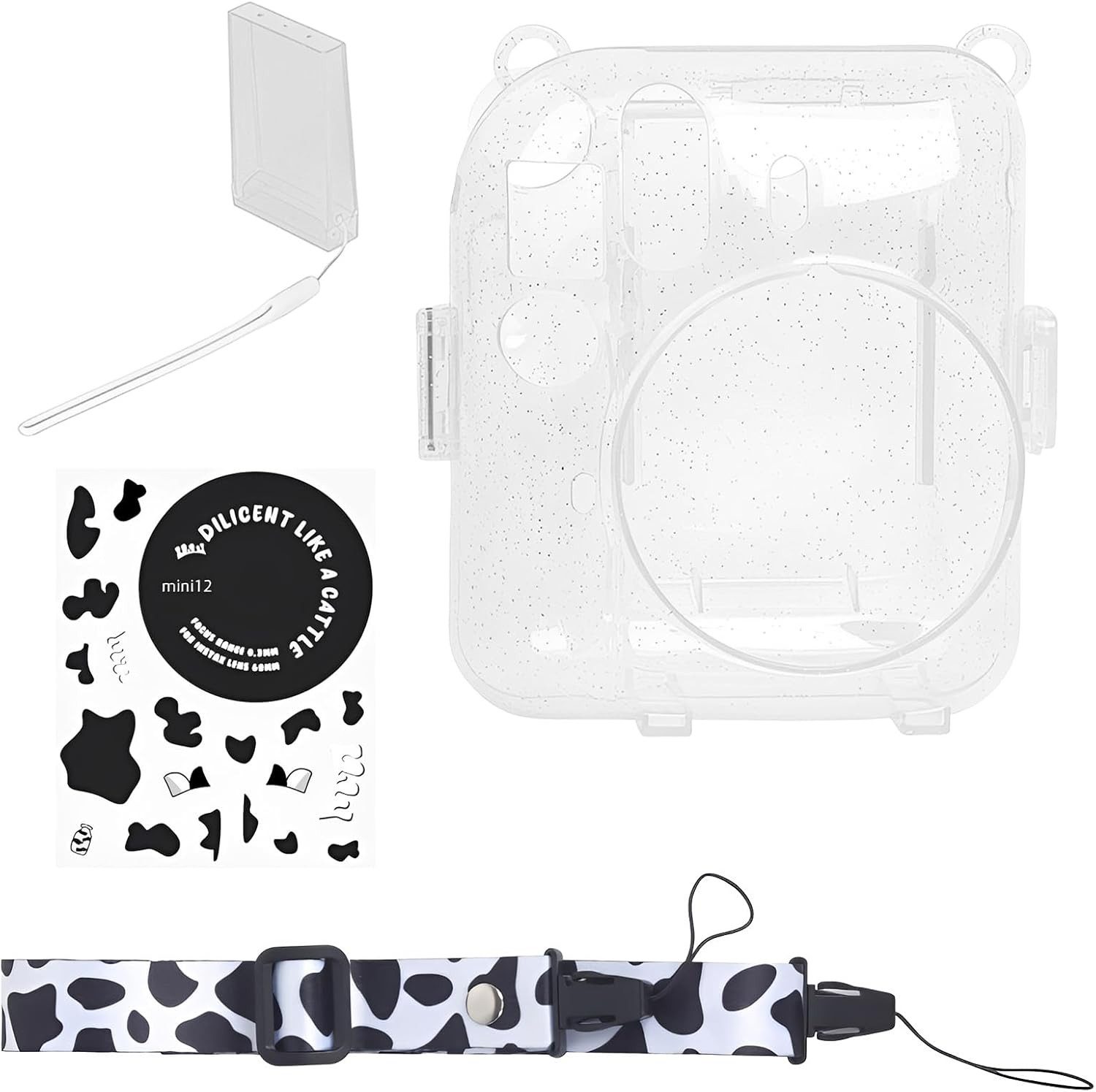 FELIXLEO 12 Kamerahülle transparent Glitzer mit Schultergurt Weiß Smartphone-Controller (1 St)