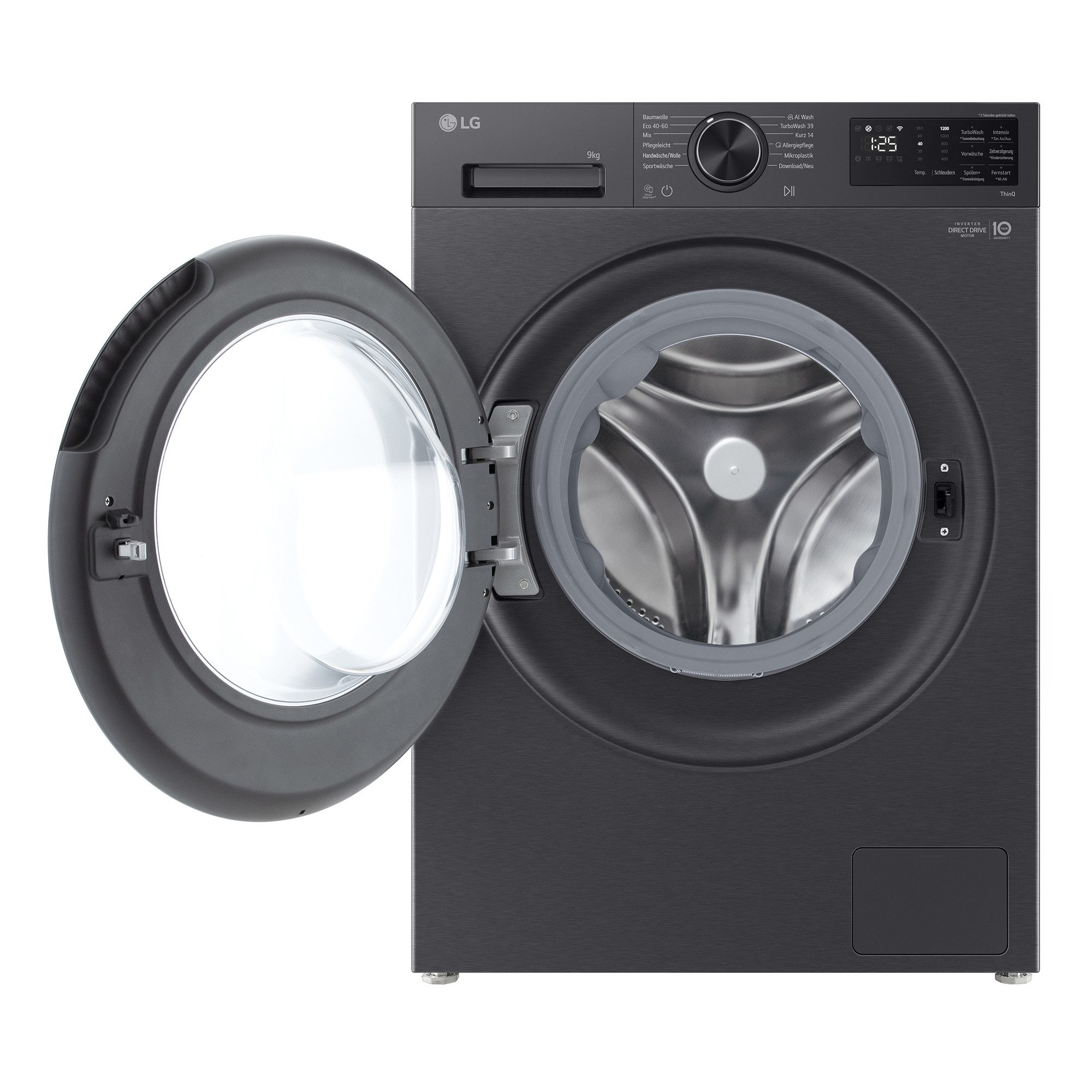 LG Waschmaschine F2X7SLIM9B, 9 kg, 1351 U/min, Dampffunktion, Trommelinnenbeleuchtung, Aqualock Wasserschutz