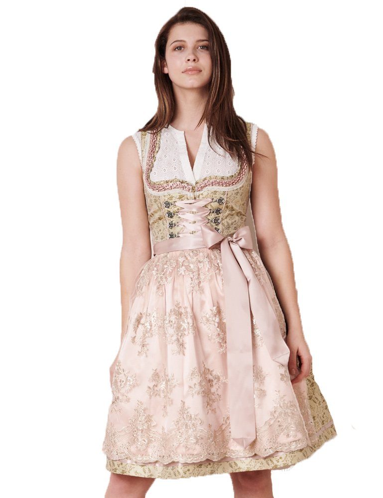 Krüger Madl Spitzenschürze Hellgrün 'Florentina' 411364, Dirndl Rosa