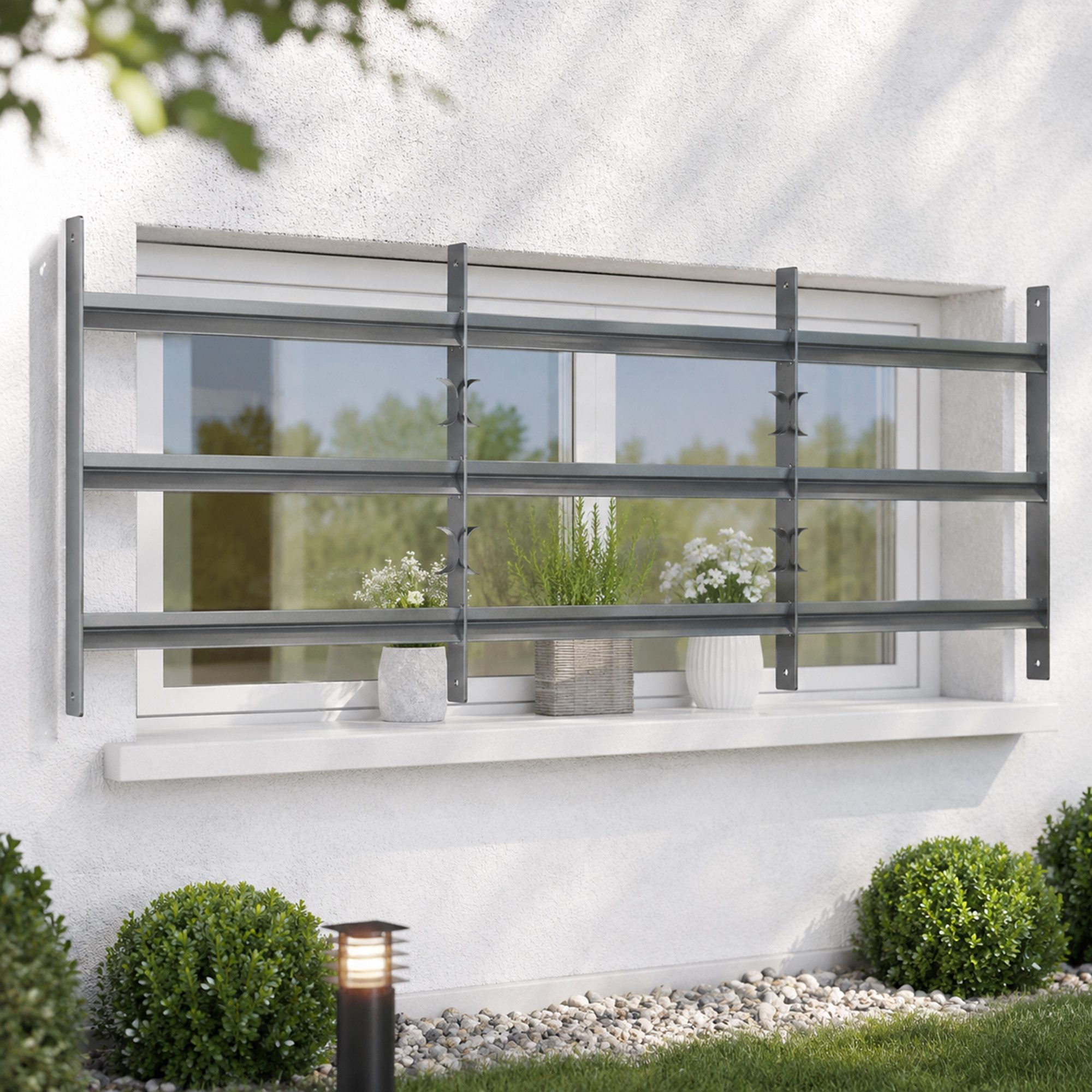 Mucola Fenster Sicherheitsgitter Balkongeländer Fensterschutz Stahl Geländer Silber, (Stück, Fenstergitter), Vollständig verschweißt