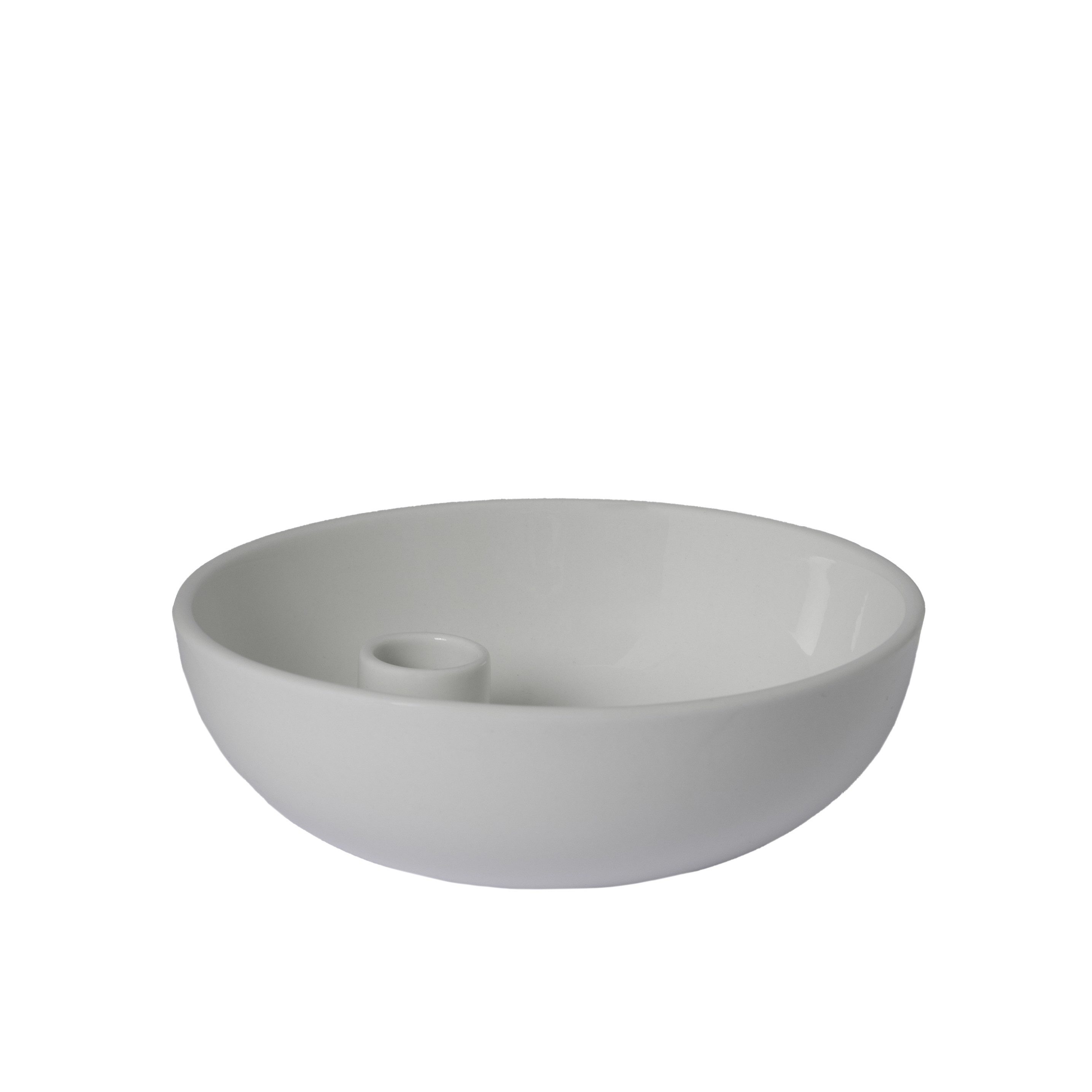 Storefactory Scandinavia Kerzenständer Kerzenhalter LIDATORP S weiß glänzend, Ø 16x5 cm