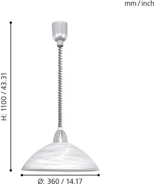 EGLO Pendelleuchte LORD 2, Seilzugmechanismus, ohne Leuchtmittel, Hängelampe, Spiralkabel, höhenverstellbar, Küchenlampe, E27, Ø 36 cm