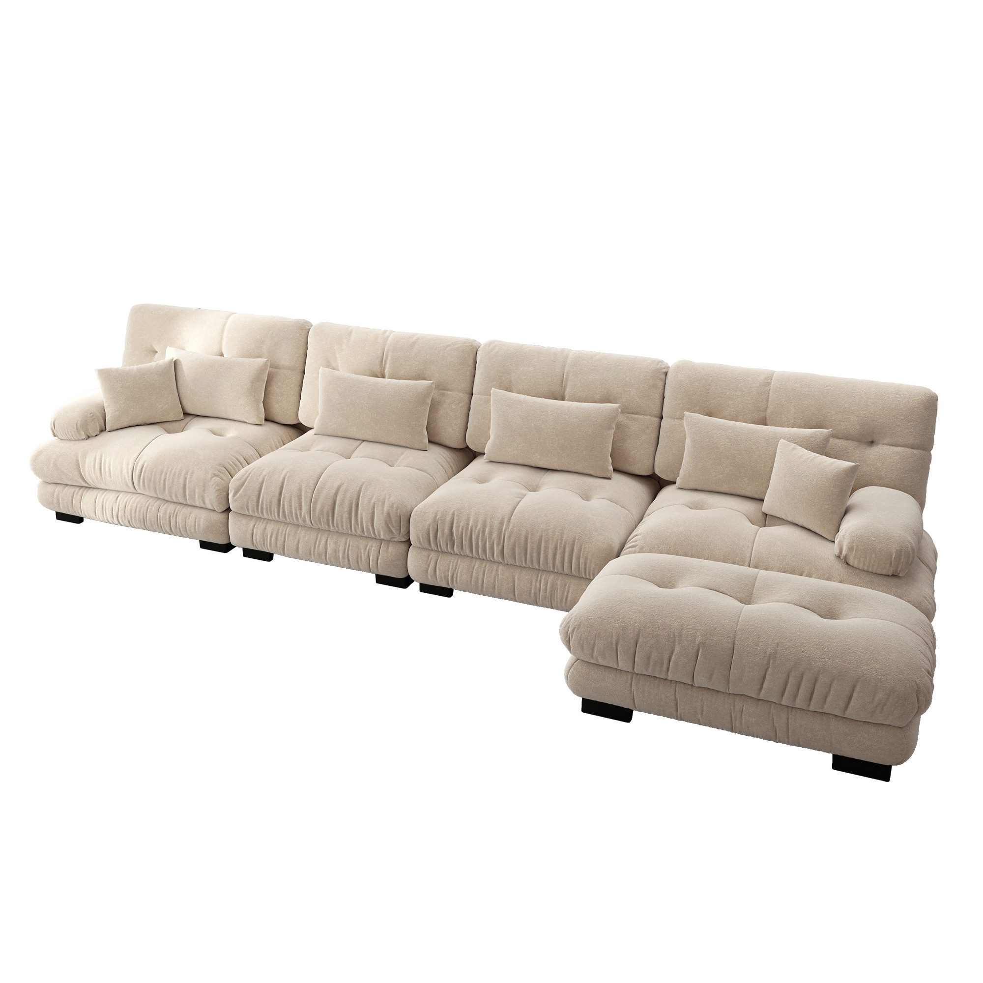 Odikalo 2-Sitzer Schlafsofa Polstersofa Ecksofa, Modulares Ecksofa, L-förmiges Couch Set für Wohnzimmer, 4-Sitzer Komfortable Cloud Couches mit beweglichem Ottoman, DIY-Kombination, Chenille