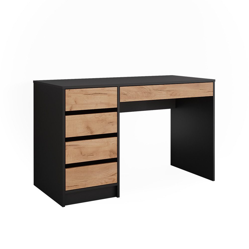 Vicco Schreibtisch Sherry, Anthrazit/Goldkraft Eiche, 55 x 120 cm mit Schubladen (1-St)