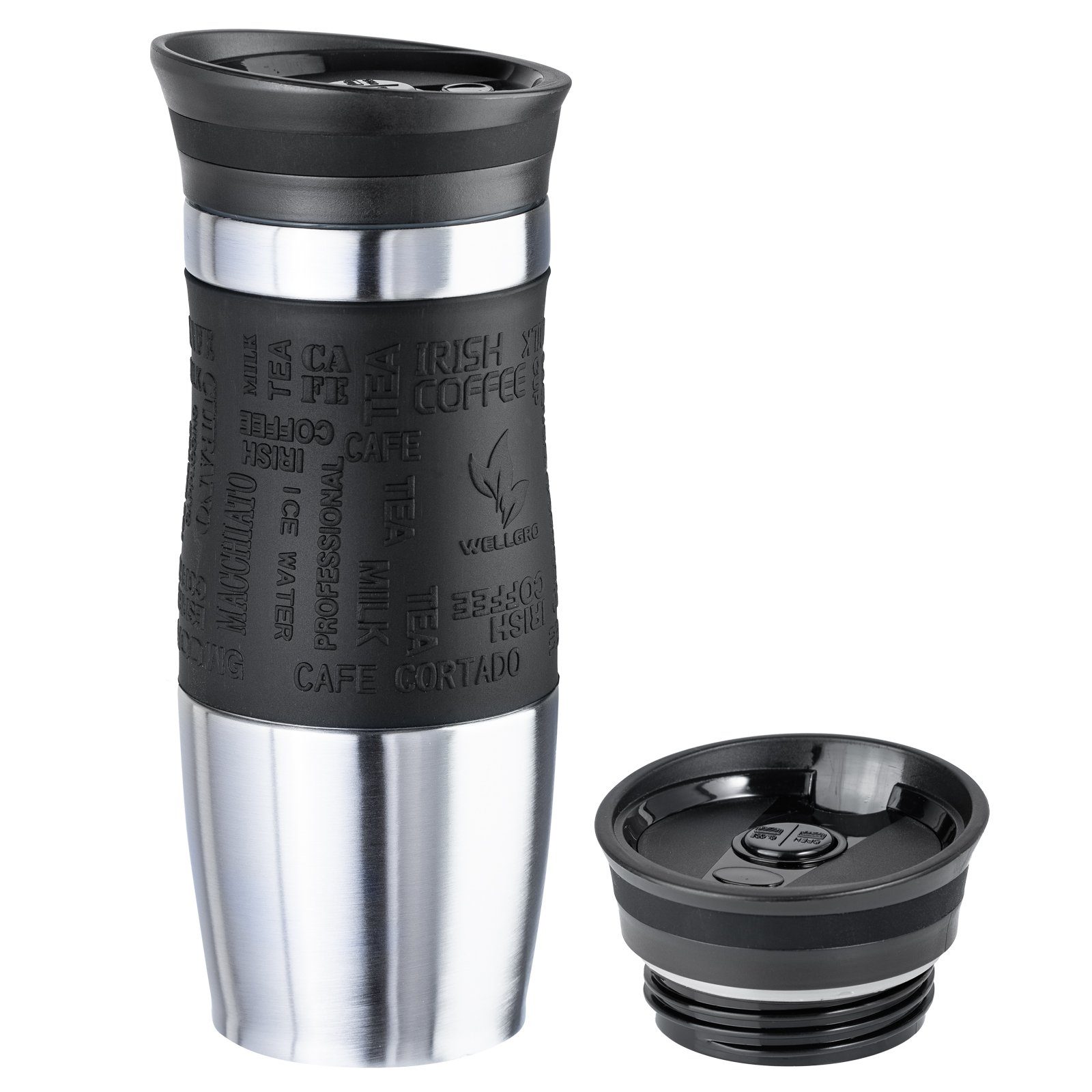 Wellgro Thermobecher Thermobecher 400 ml inklusive 1 Extradeckel