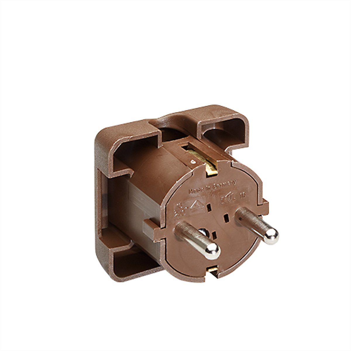 Bachmann Schutzkontaktstecker Stromadapter, 0 cm, braun flache Ausführung, montierbar, 911.470