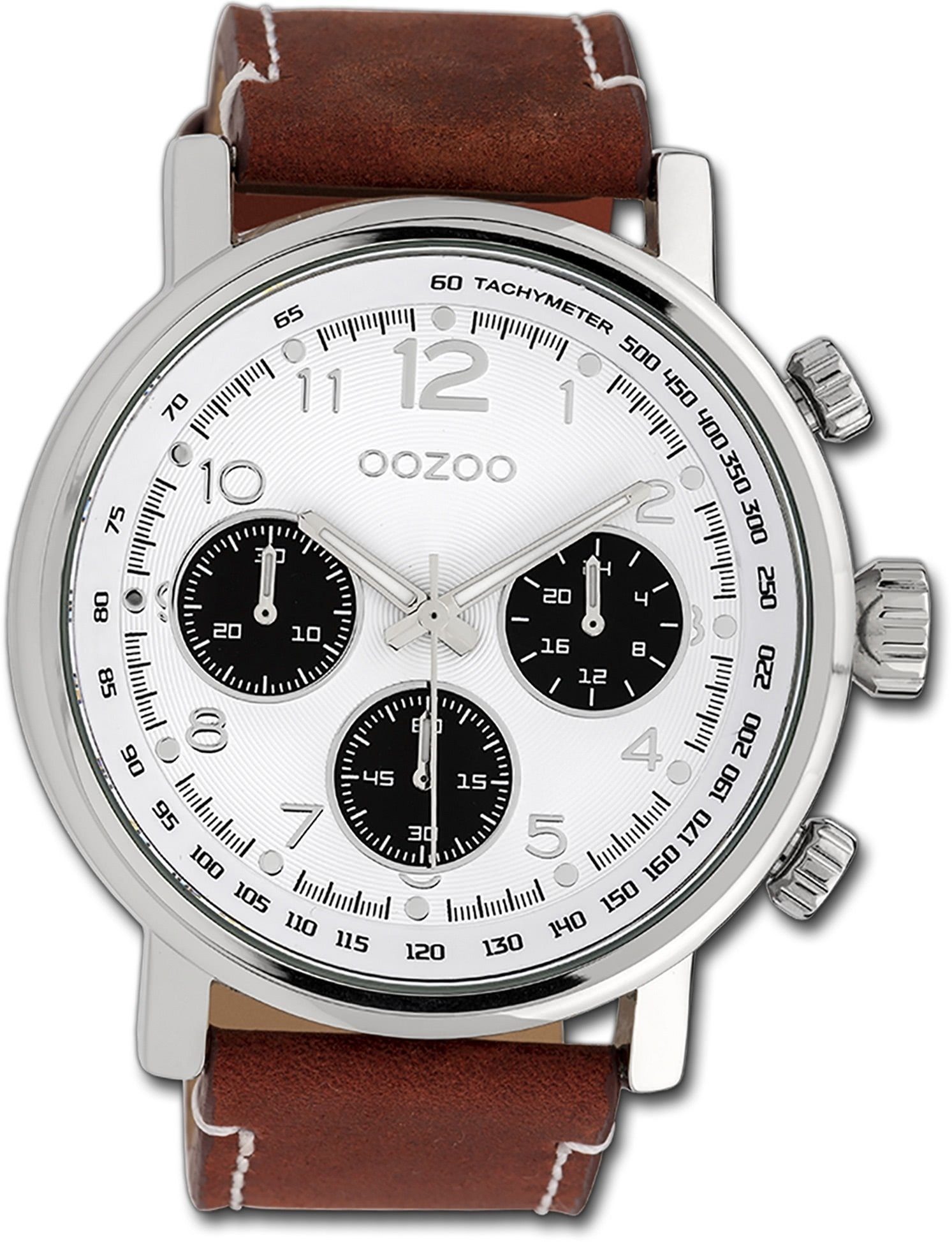 Günstig online einkaufen OOZOO Quarzuhr Oozoo Herren Gehäuse, extra groß rundes Herrenuhr braun, Timepieces, (ca. Textilarmband Armbanduhr 48mm)