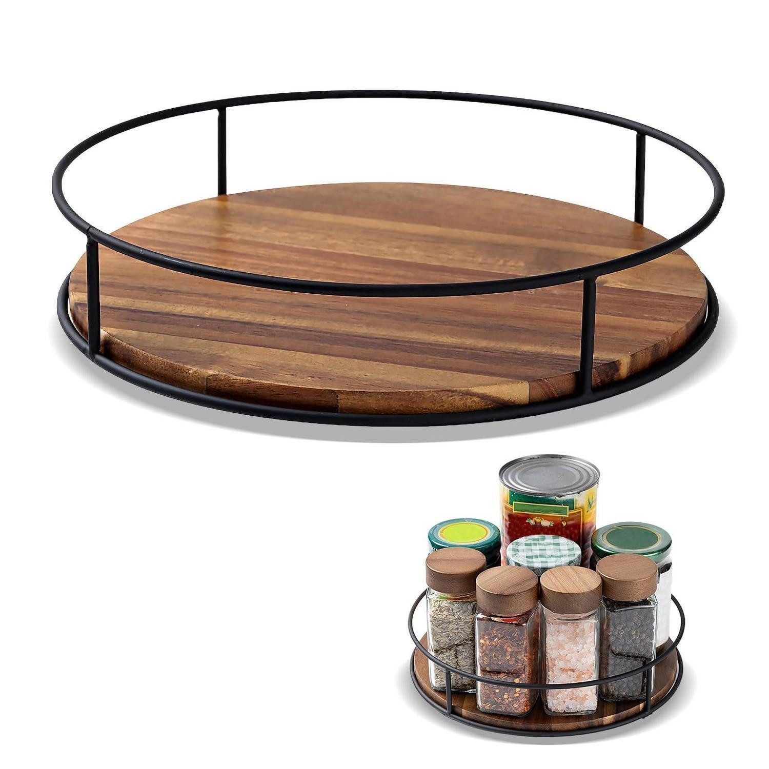 LuxusKollektion Gewürzregal Drehteller Organizer Holz 30cm, 1-tlg.