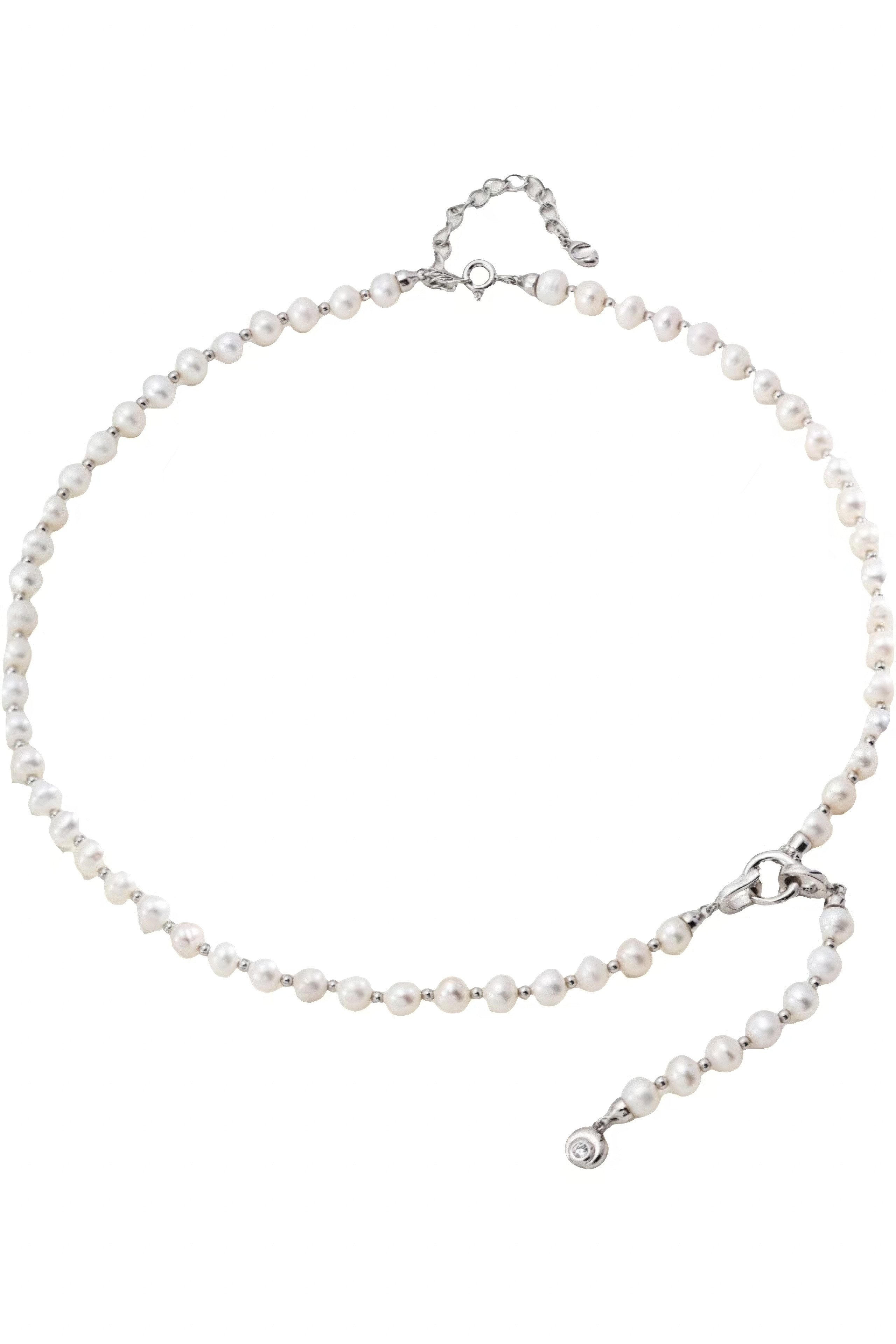 Silberkette boho halskette , Damen Perlenkette , Anhänger Halskette