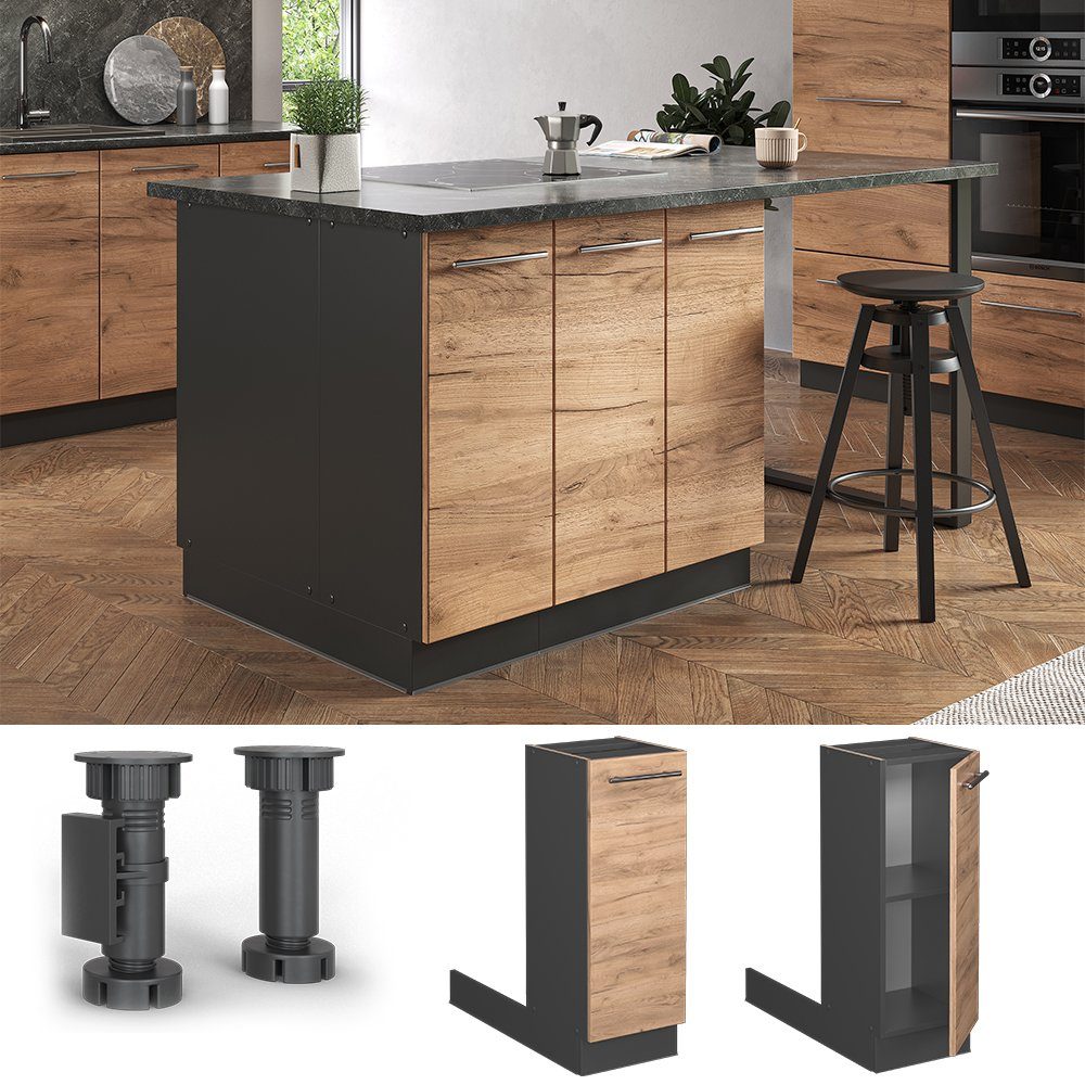 Vicco Unterschrank Fame-Line, Goldkraft Eiche/Anthrazit, 30 günstig online kaufen
