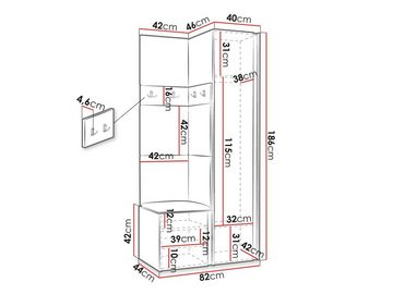 MIRJAN24 Garderoben-Set Orion XXIV, (Komplett-Set, Schuhschrank, Kleiderschrank, 2x Kleiderhakenbrett, 7x Paneel 42x42), Auswahl aus Fronten und Polsterplatten