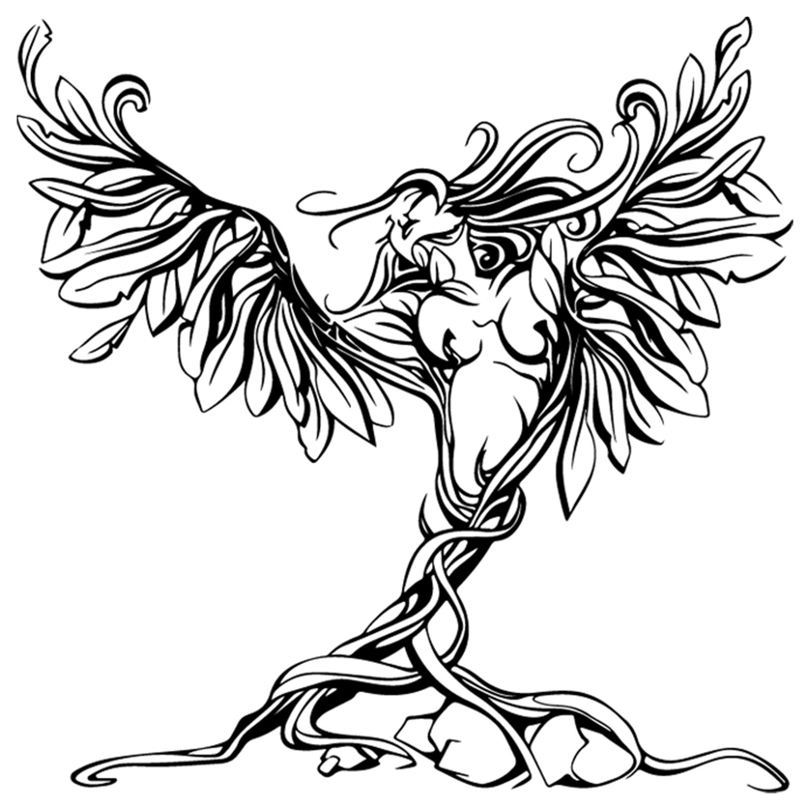 Jumpeak Wanddekoobjekt Wandkunst Mensch-Baum-Figur,Abstrakt Frau,Flügel Thema Mensch u Natur, Wanddekoration Flur,Abstrakte Figur,weiblich,4 Farben,53cm×53cm