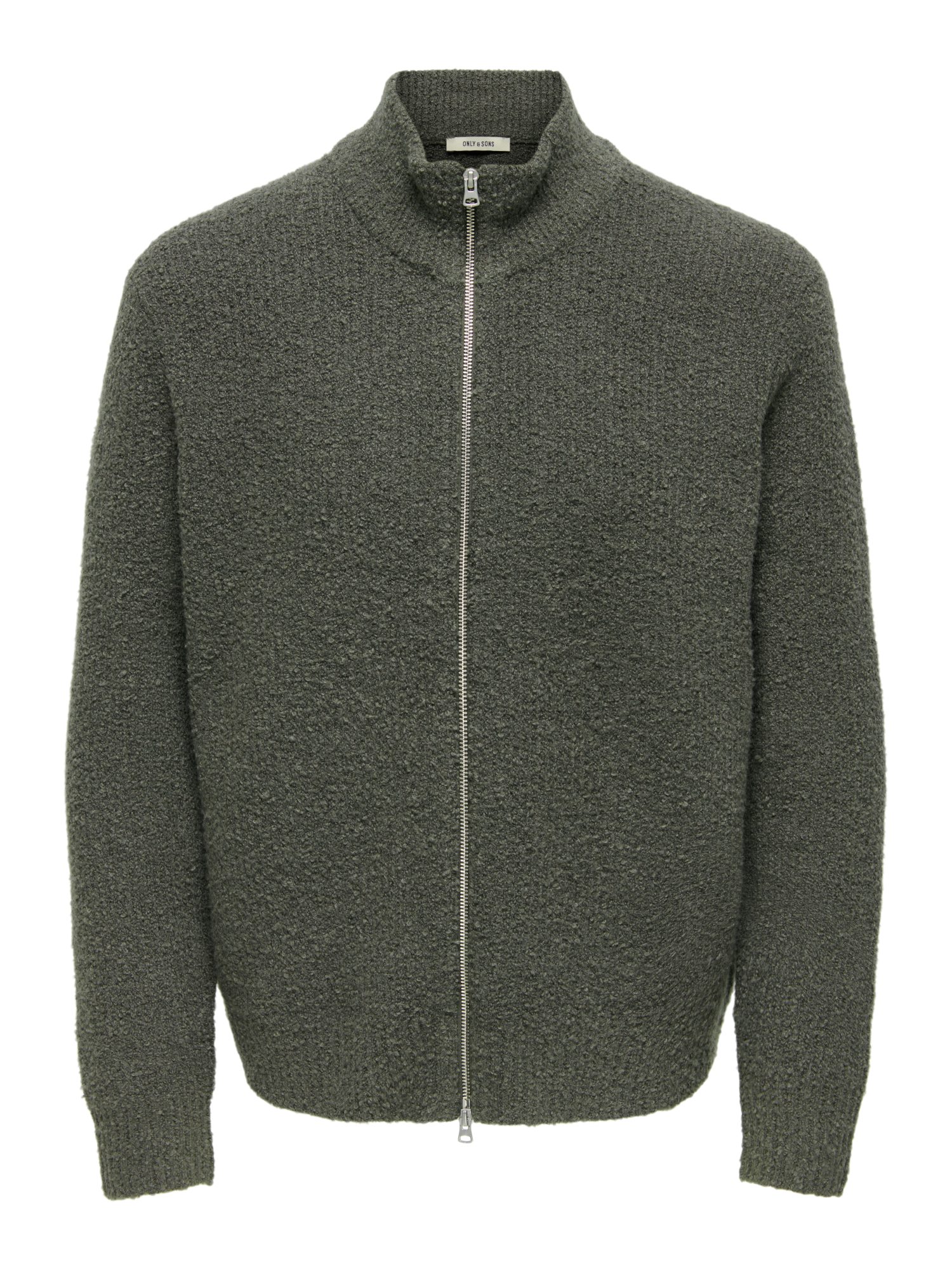 ONLY & SONS Strickjacke 2026-6 WINTER (NOOS) (VD) grün,Casual,Baumwolle,Unifarben,Stehkragen,Langarm,Loose Fit