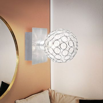 etc-shop Wandleuchte, Leuchtmittel nicht inklusive, Warmweiß, Wandlampe Wandleuchte Wandspot Alu Kristall Wohnzimmerlampe 2er Set