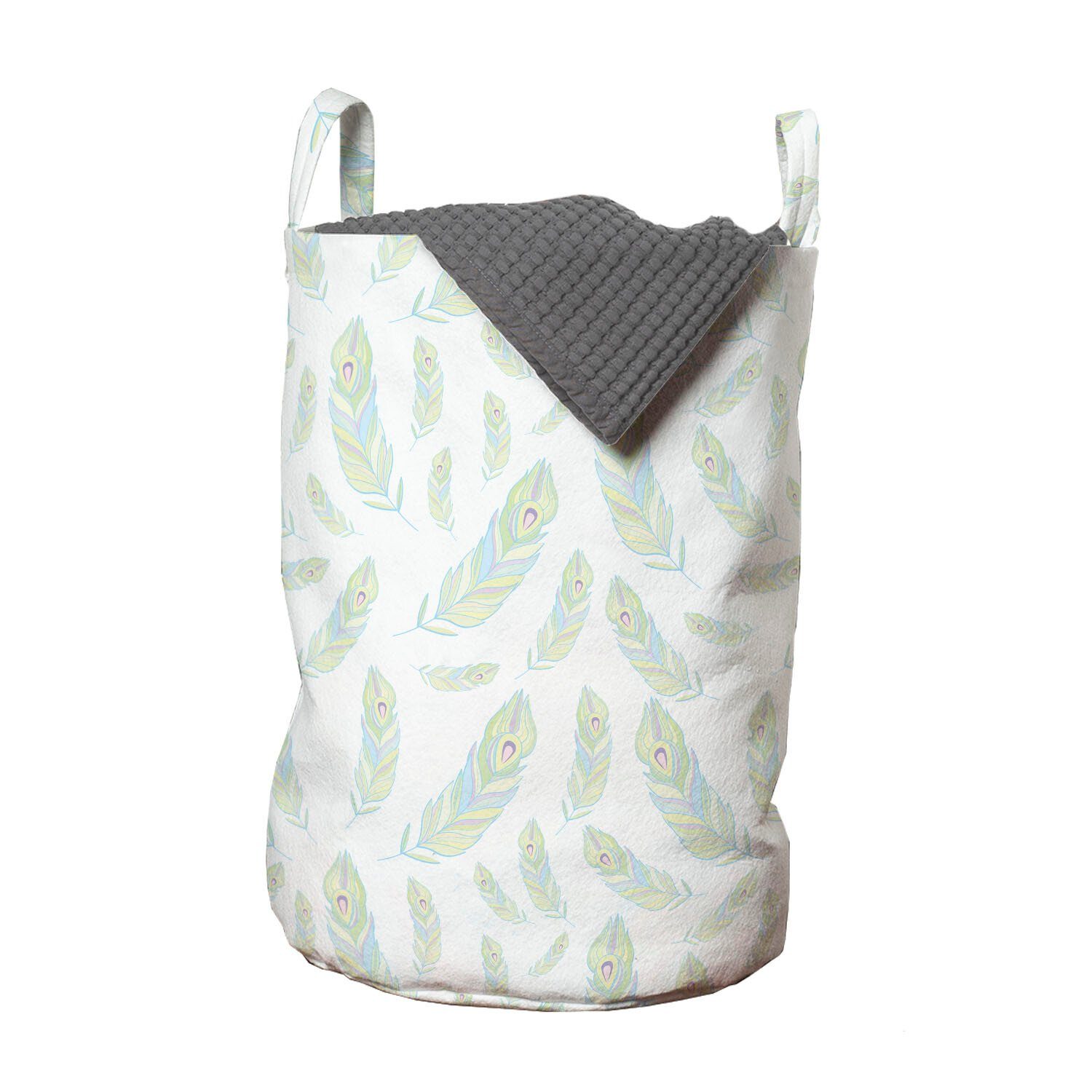 Abakuhaus Wäschesäckchen Wäschekorb mit Griffen Weich für Kordelzugverschluss tonte Hippie-Muster Feder Waschsalons