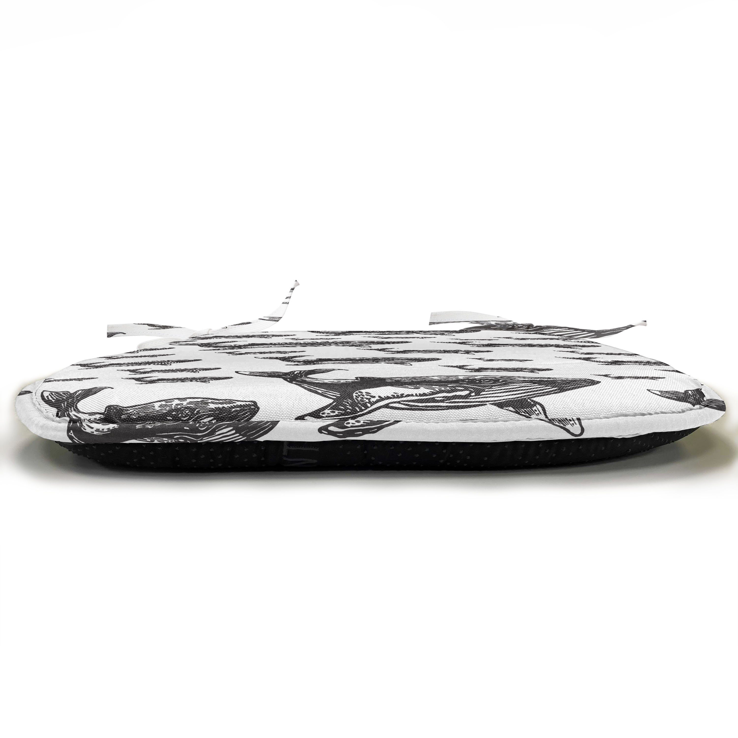Kissen wasserfestes mit Big gezeichnet Dekoratives Küchensitze, im Leben Stuhlkissen Abakuhaus Hand Riemen für Meer Wale