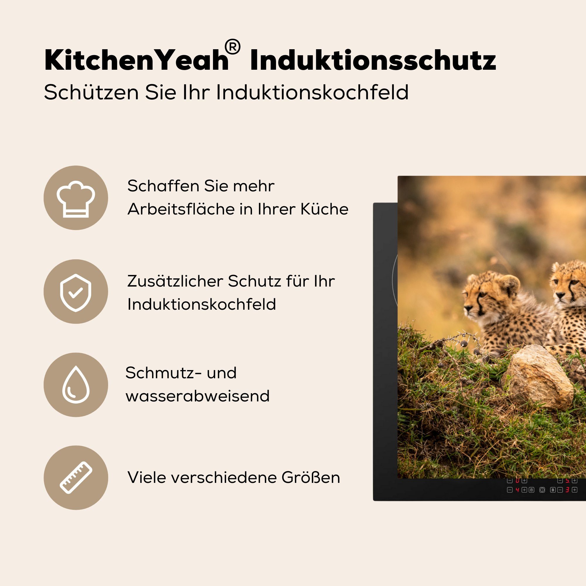 - küche, tlg), Leopard Tier, für die 81x52 Vinyl, Herdblende-/Abdeckplatte Induktionskochfeld Ceranfeldabdeckung (1 - Schutz Wald cm, MuchoWow