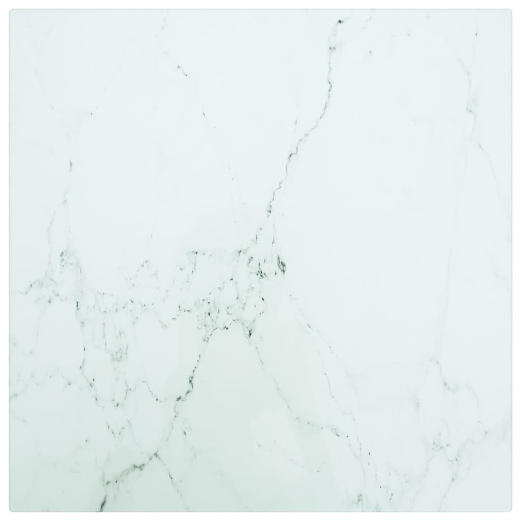 furnicato Tischplatte aus gehärtetem Glas Weiß 30 x 30 cm (1 St), Marmor-Optik Glasplatte, 6 mm dick für Couchtische und Beistelltische
