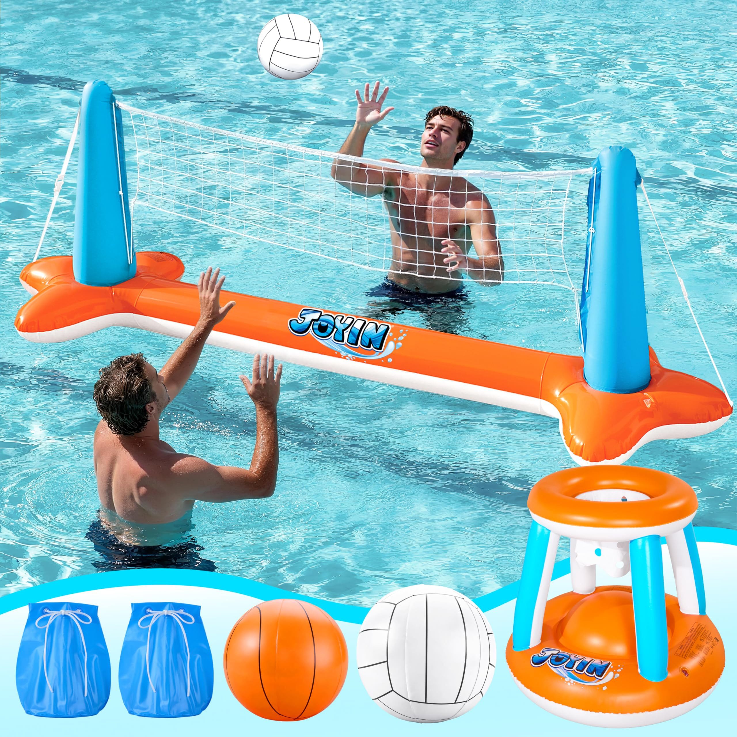 sloosh Aufblasbares Bällebad SLOOSH Aufblasbare Pool Float Set, Volleyballnetz & Basketballkörbe