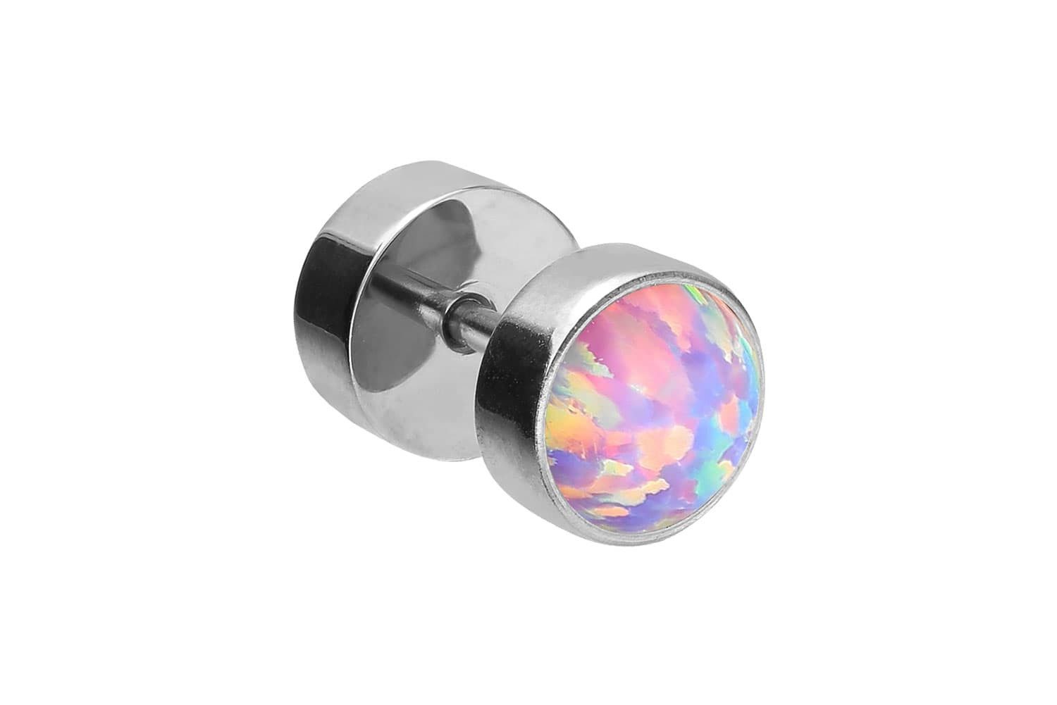 PIERCINGLINE Fake-Ear-Plug Chirurgenstahl Fake Plug SYNTHETISCHER OPAL (Fake Plugs, 1-tlg)
