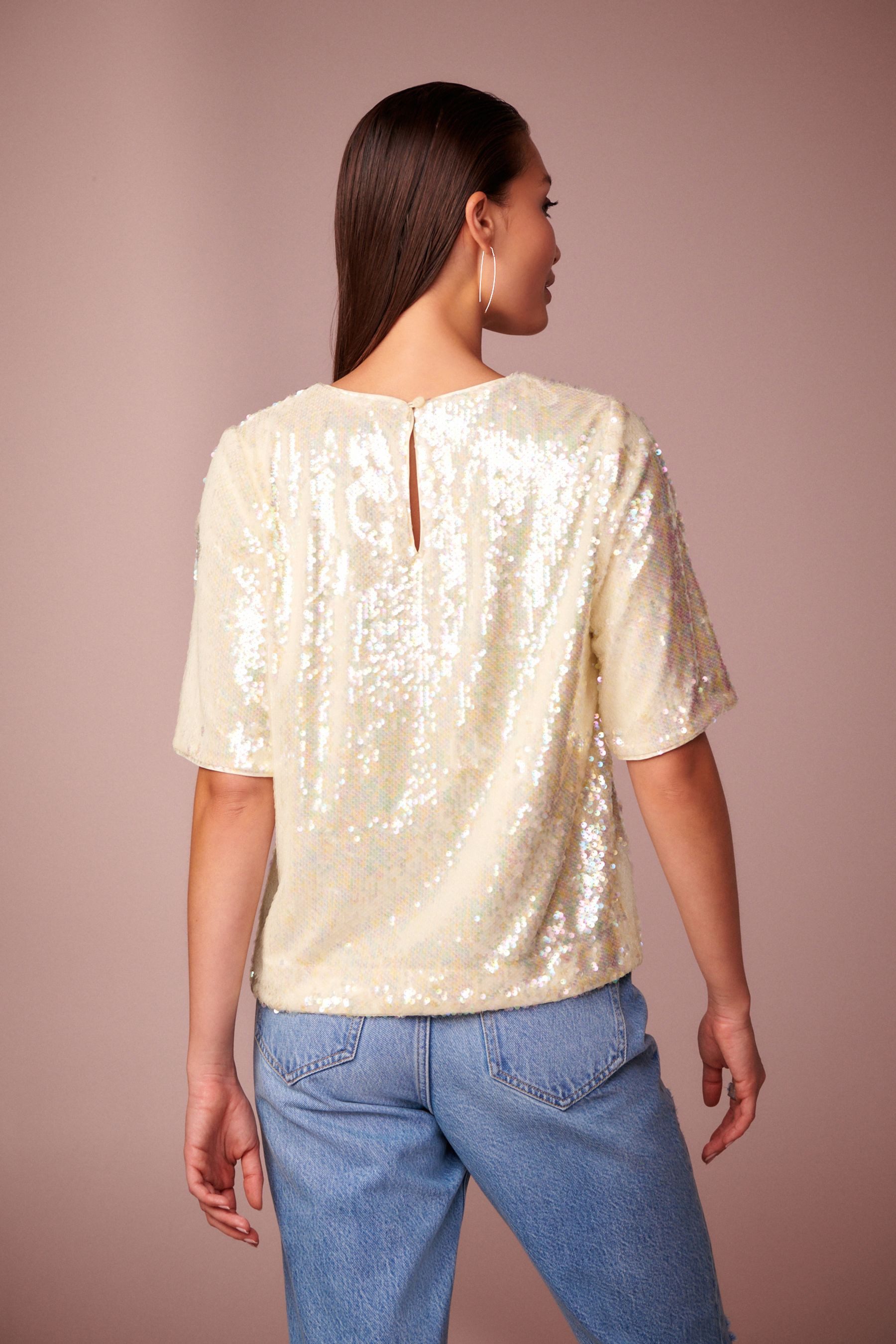 Next Paillettenshirt T-Shirt mit Pailletten (1-tlg) günstig online kaufen