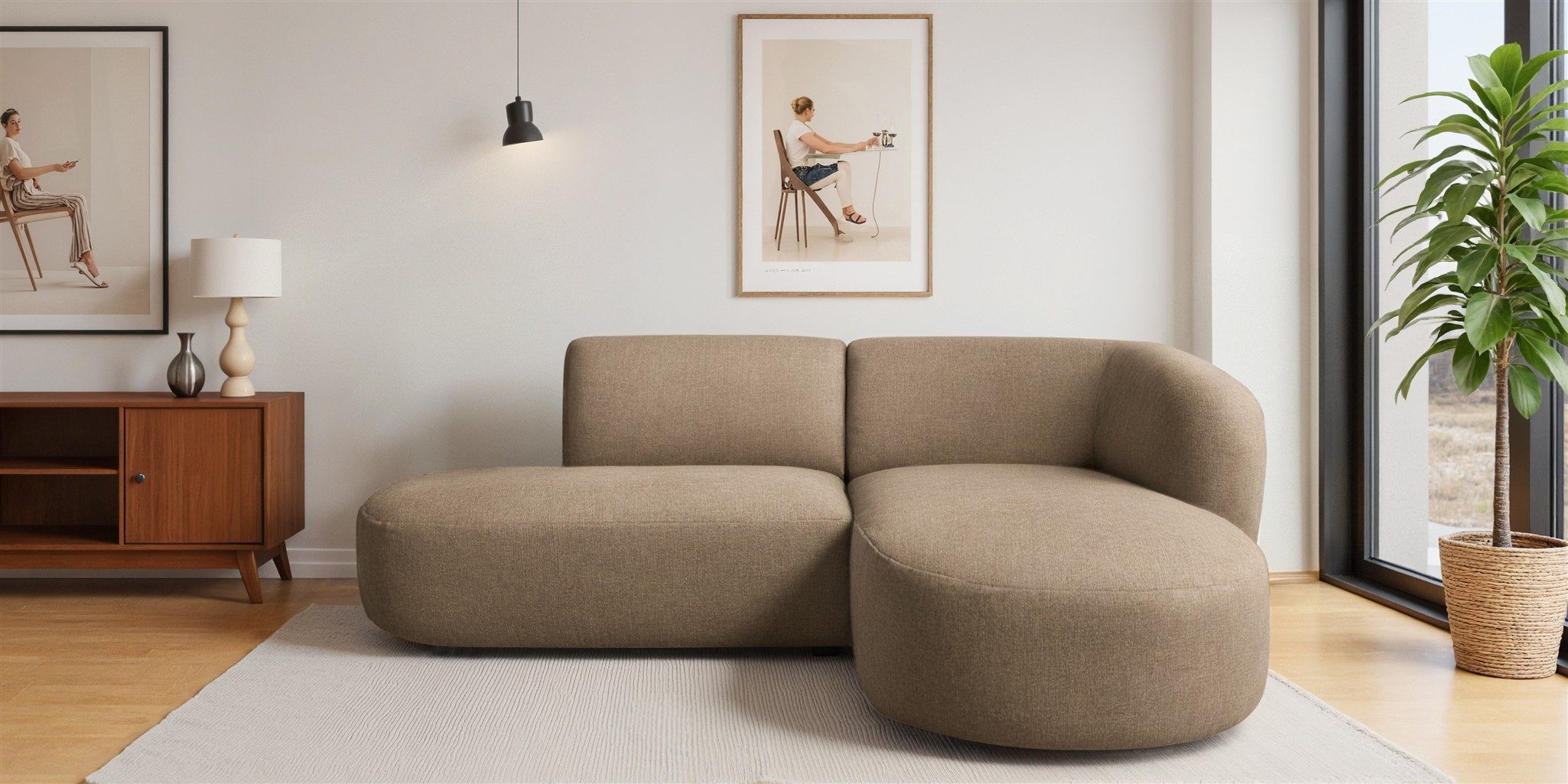 Ecksofa Designersofa FUN MARISA in Stoff Lins mit Ottomane