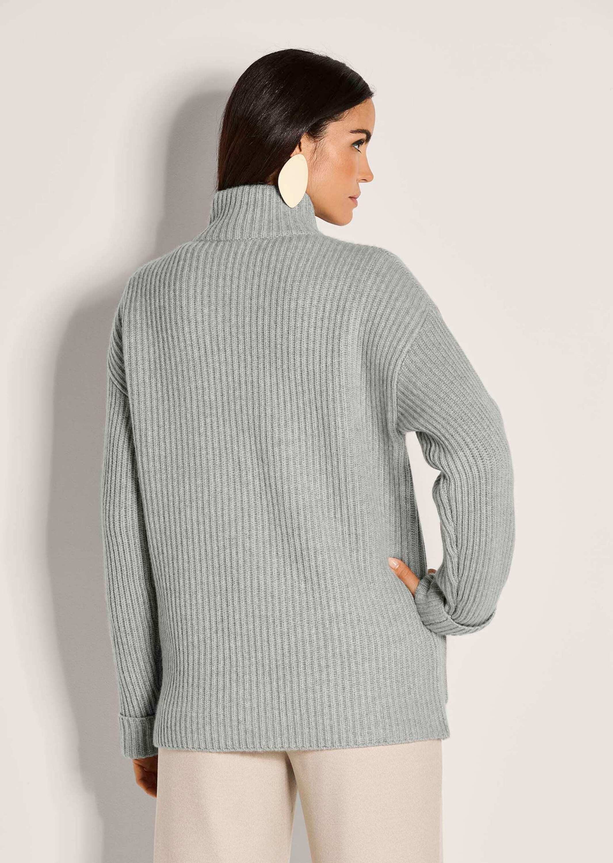 MADELEINE Strickjacke Weiche Wolljacke mit Reißverschluss Patentstrickjacke mit Stehkragen, Taschen und Langarm
