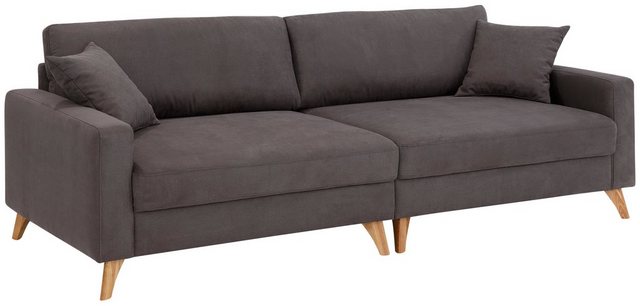 Home affaire Big-Sofa »Stanza«, incl. 2 Zierkissen und Keder, moderne Holzfüße, B/T/H: 254/113/89 cm-Otto