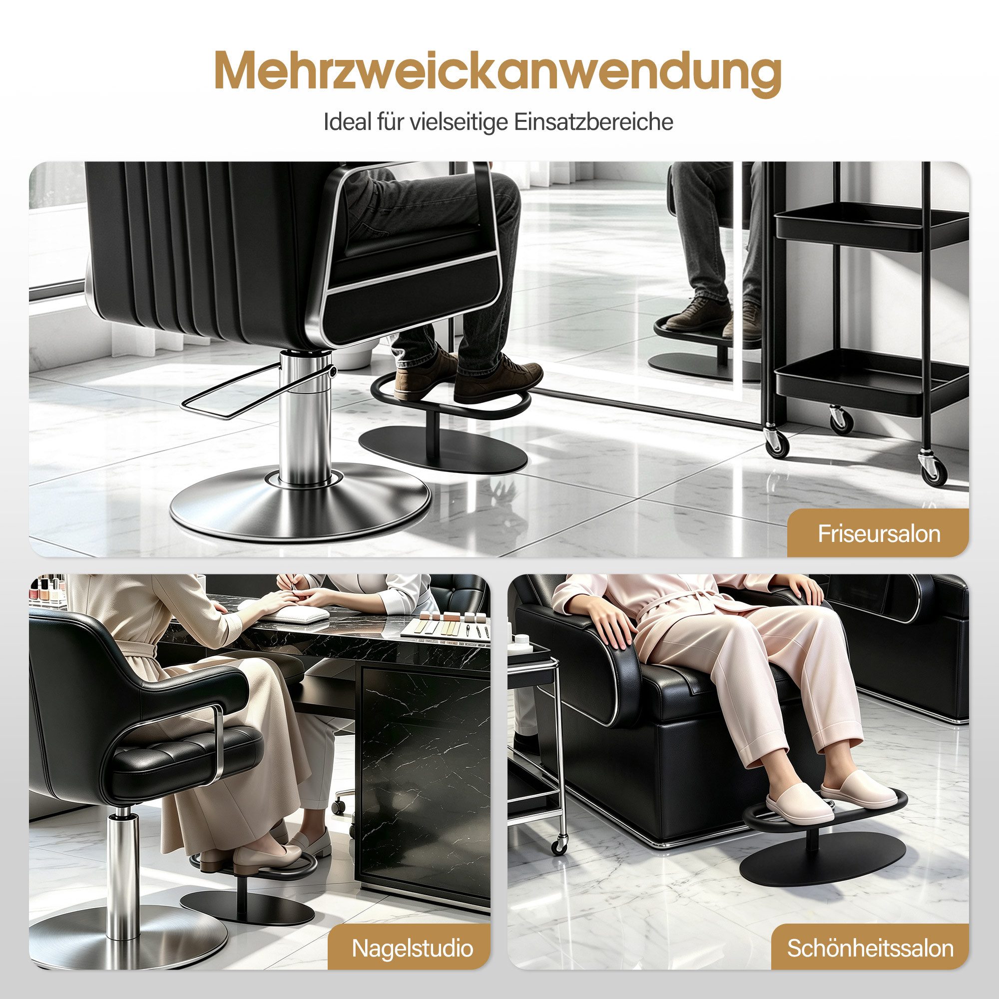 Barberpub Fußstütze BarberPub Friseur Fußstütze, Footrest für Friseursalons FT002, aus Metall, Professionelle Mobile Fußablage – Bild 4 von 5