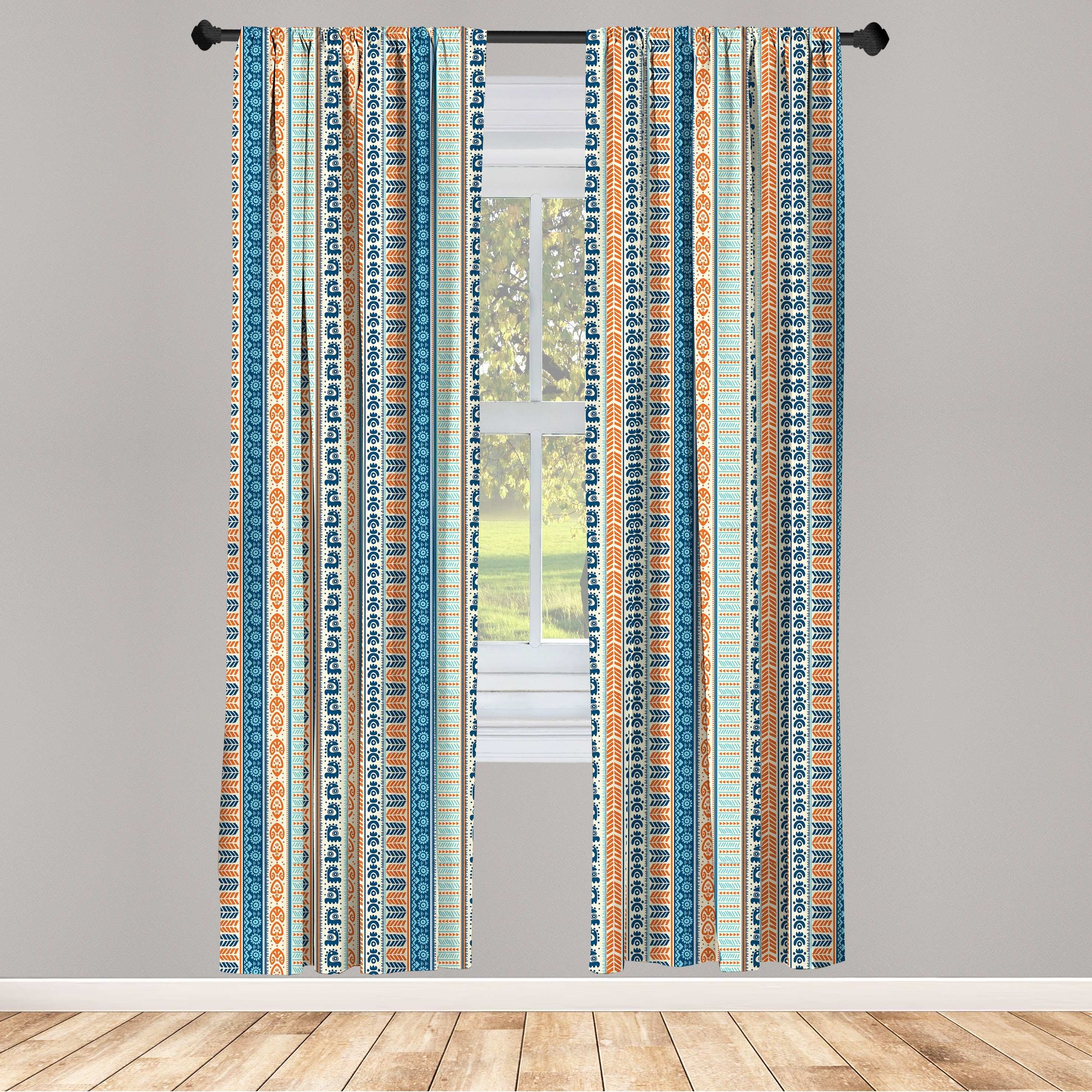 Gardine Vorhang für Wohnzimmer Schlafzimmer Dekor, Abakuhaus, Microfaser, Stammes Weinlese-Muster