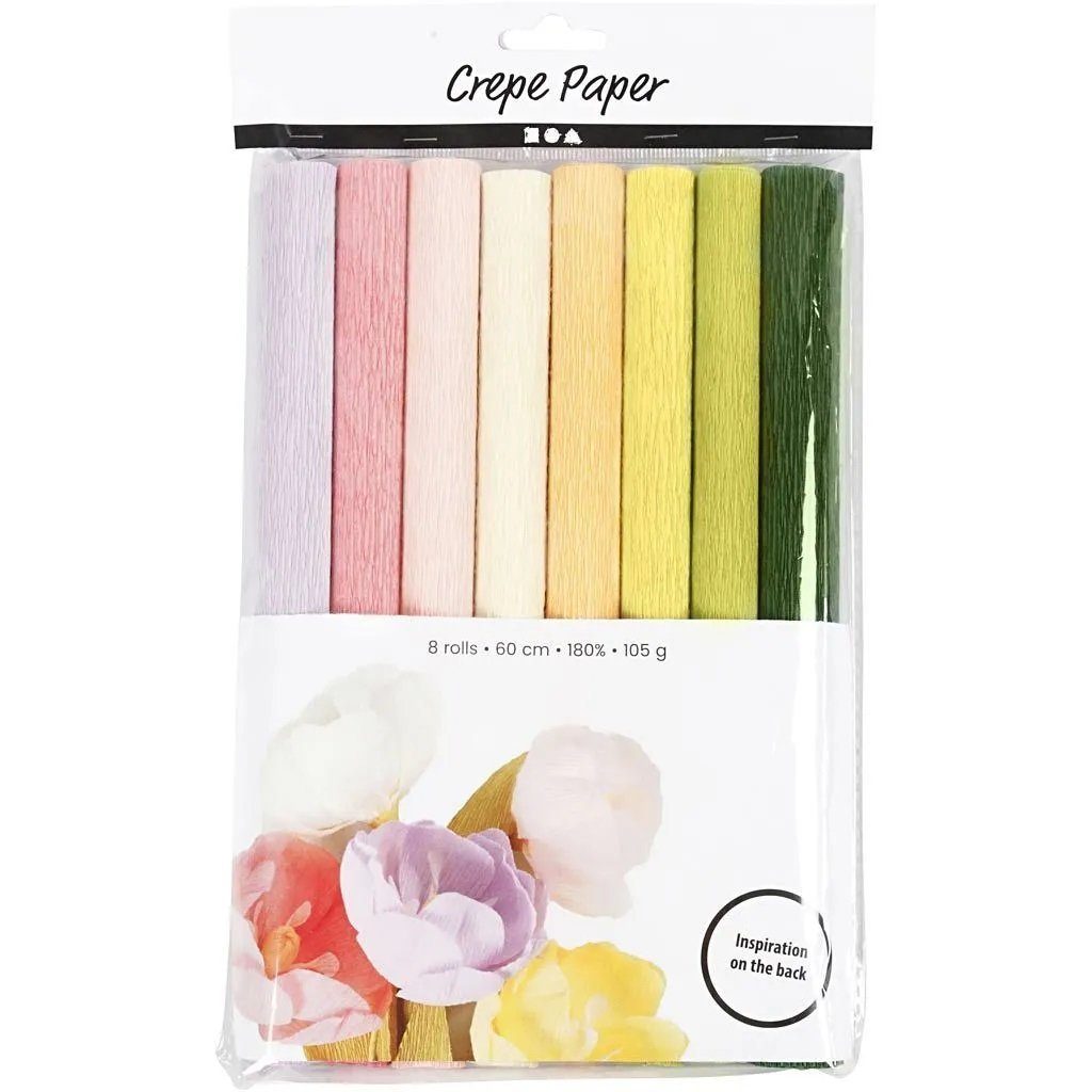 Creotime Kreativset Krepppapier Bastelset 25x60cm 105g, 8 Rollen