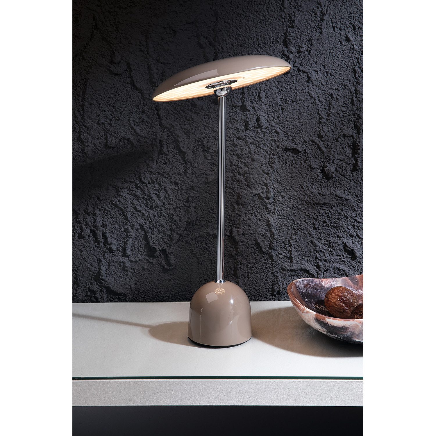 Fink Tischleuchte LIVO Tischleuchte - creme - Melamin/Metall - Höhe 50cm - max 20Stunden, Lampe LED - Leuchte LED - Deko