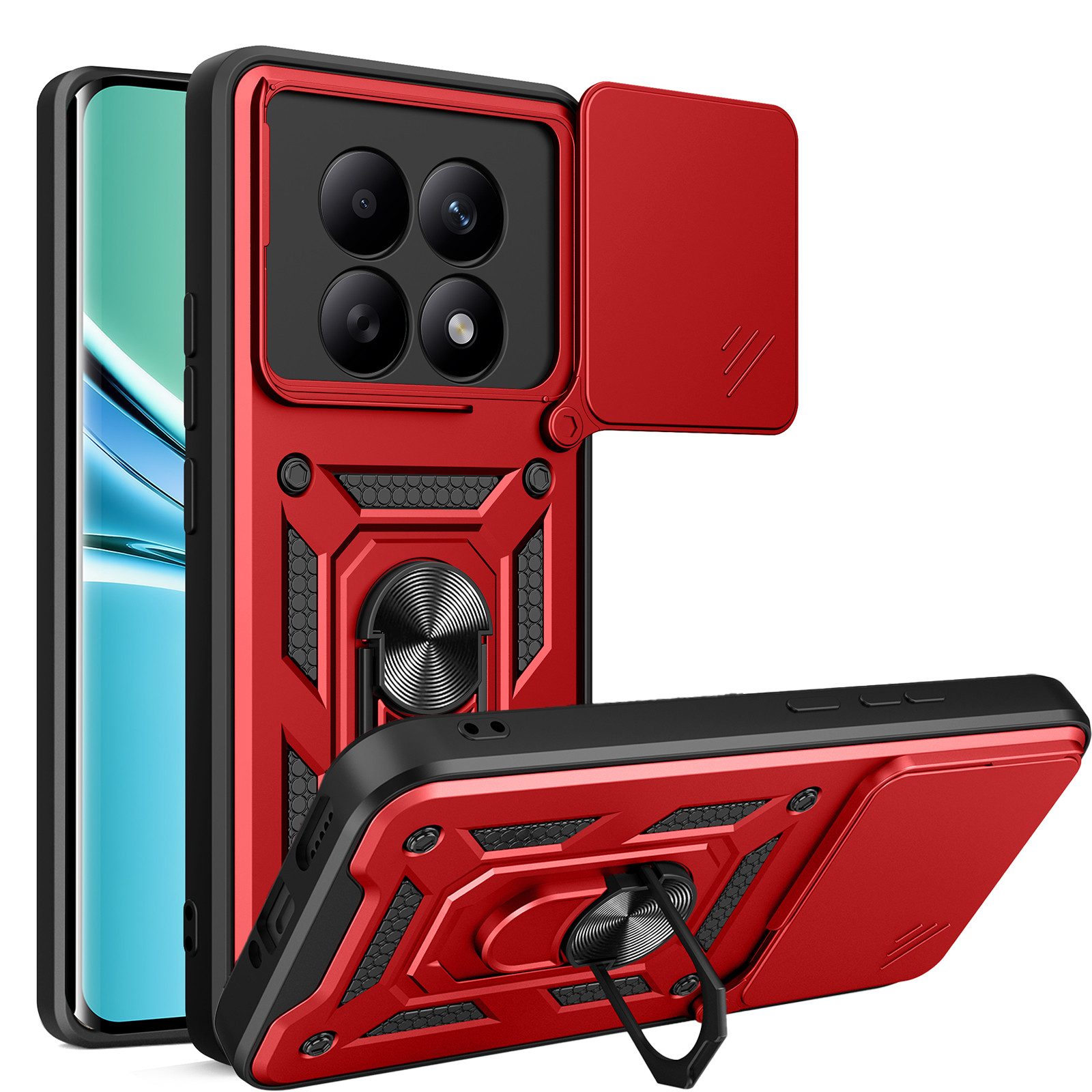betterfon Handyhülle für Xiaomi Redmi Note 15 4G / 5G Hülle Schutzhülle mit Kameraschutz, Outdoorhülle mit Ringhalter, Silikonkern & präziser Passform