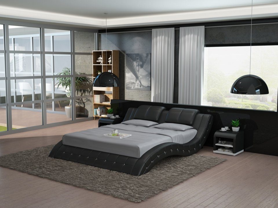 JVmoebel Polsterbett Luxus Leder Bett Design Polster Кровати Doppel Modernes Ehe 180/200, Made in Europa