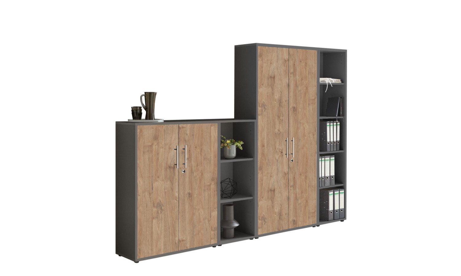 BMG Möbel Aktenschrank Office Edition 4 (Schrankwand Set, 4tlg) abschließbar, matt oder Hochglanz lackiert