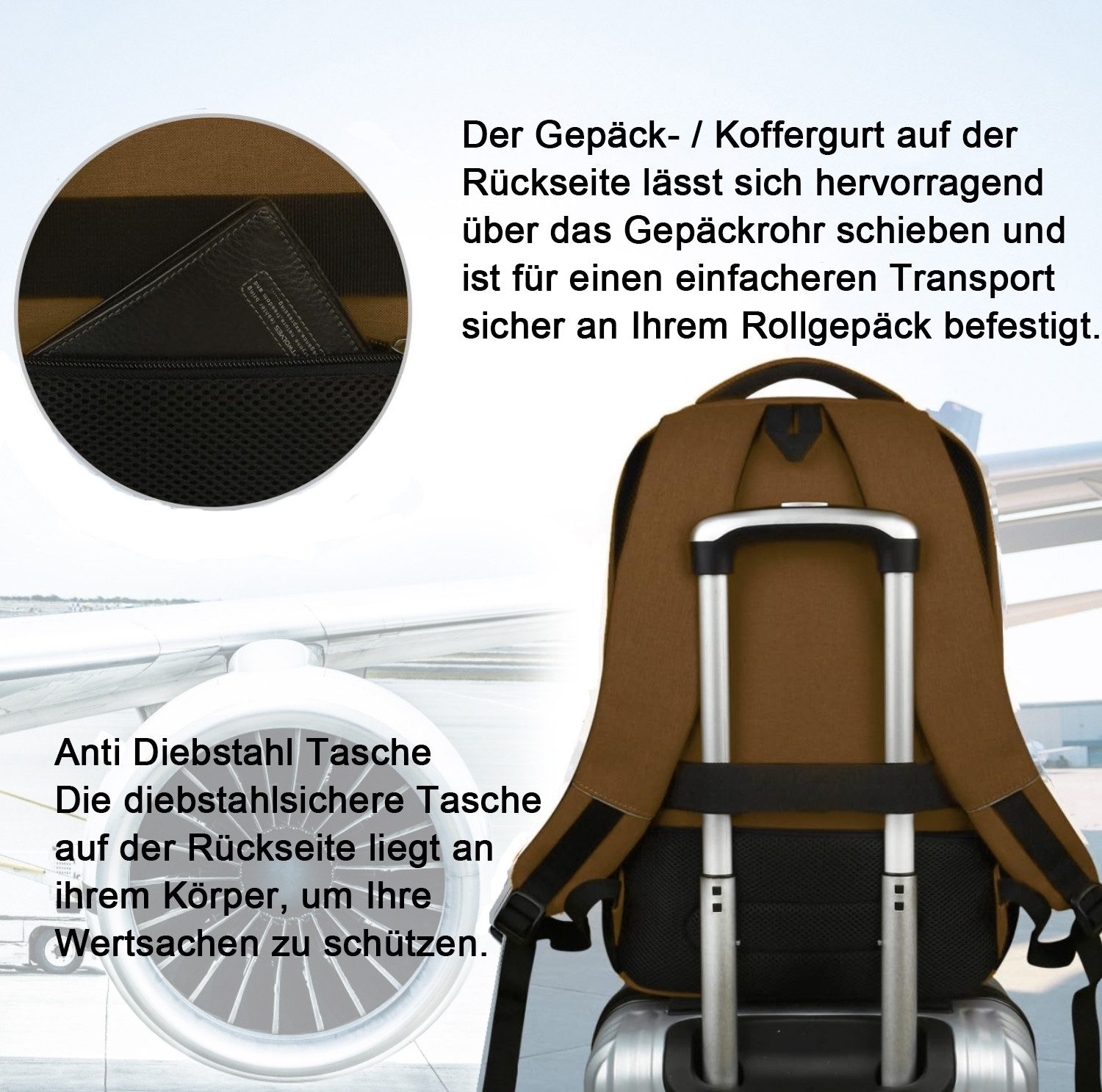 OKWISH Laptoprucksack Laptop Rucksäcke Schulrucksack Wasserbeständig Laptoptasche (Uni Tasche Businessrucksack Sportrucksack, Anti-Diebstahl, Backpack mit Lapto – Bild 4 von 5