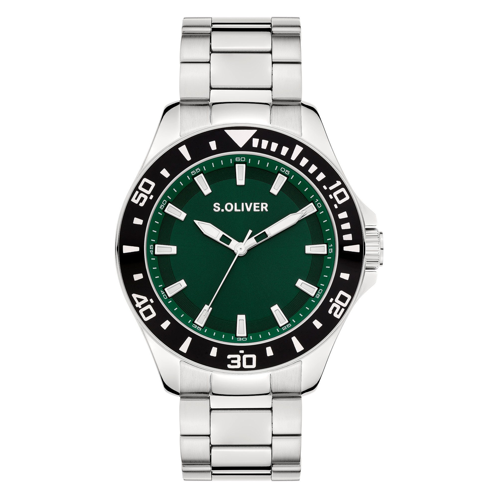 s.Oliver Quarzuhr Solid Time SO-4458-MQ, Armbanduhr, Herrenuhr, Edelstahlarmband, analog