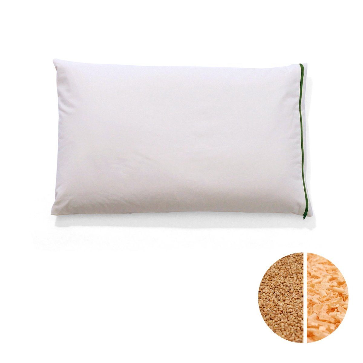 mudis Naturfaserkopfkissen, Füllung: Bio Hirseschalen und Zirbenholz, Bezug: Baumwolle (Bio), Seitenschläfer, Rückenschläfer, Bauchschläfer, Füllung variabel
