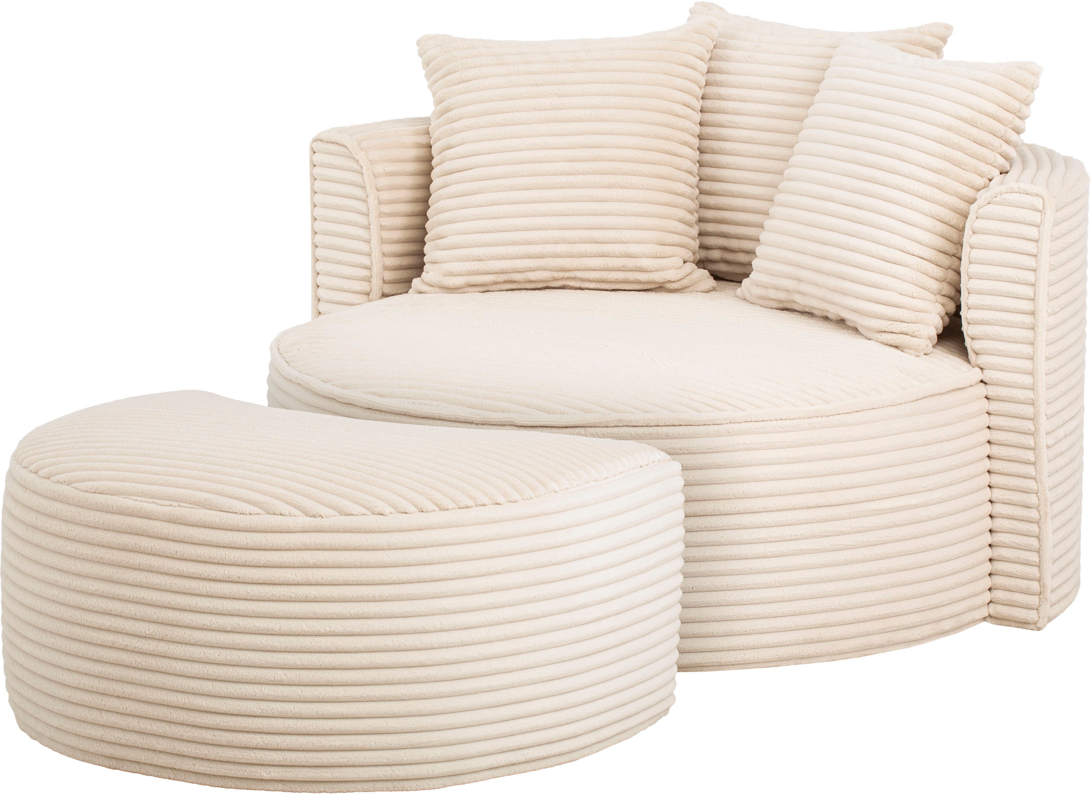 LeGer Home by Lena Gercke XXL-Sessel ISALIE, Rundsessel mit Hocker, Leseses günstig online kaufen