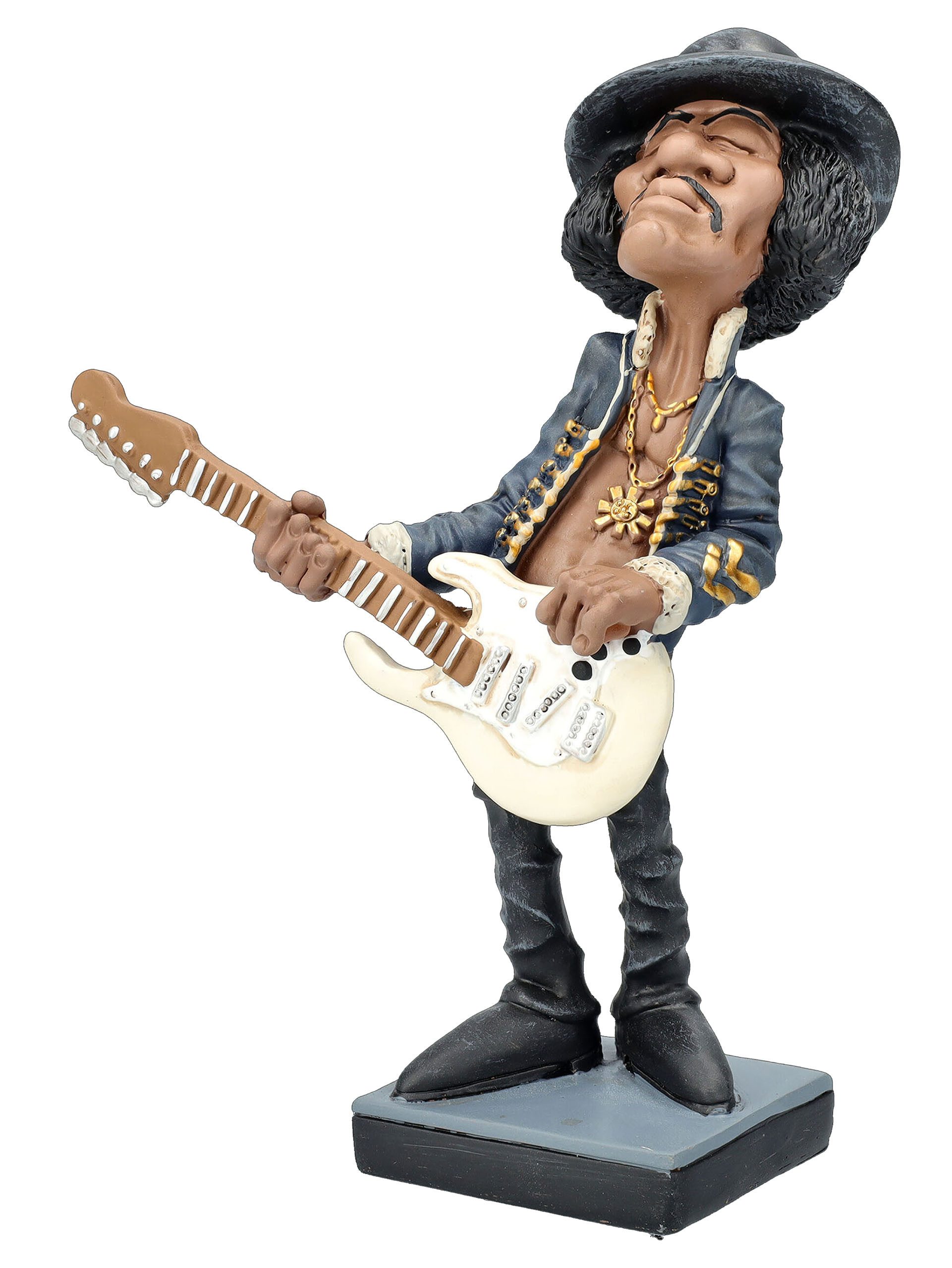 Dekofigur Gitarrist Figur – Jimi Karikatur Rockstar Statue Musik Deko 17 cm