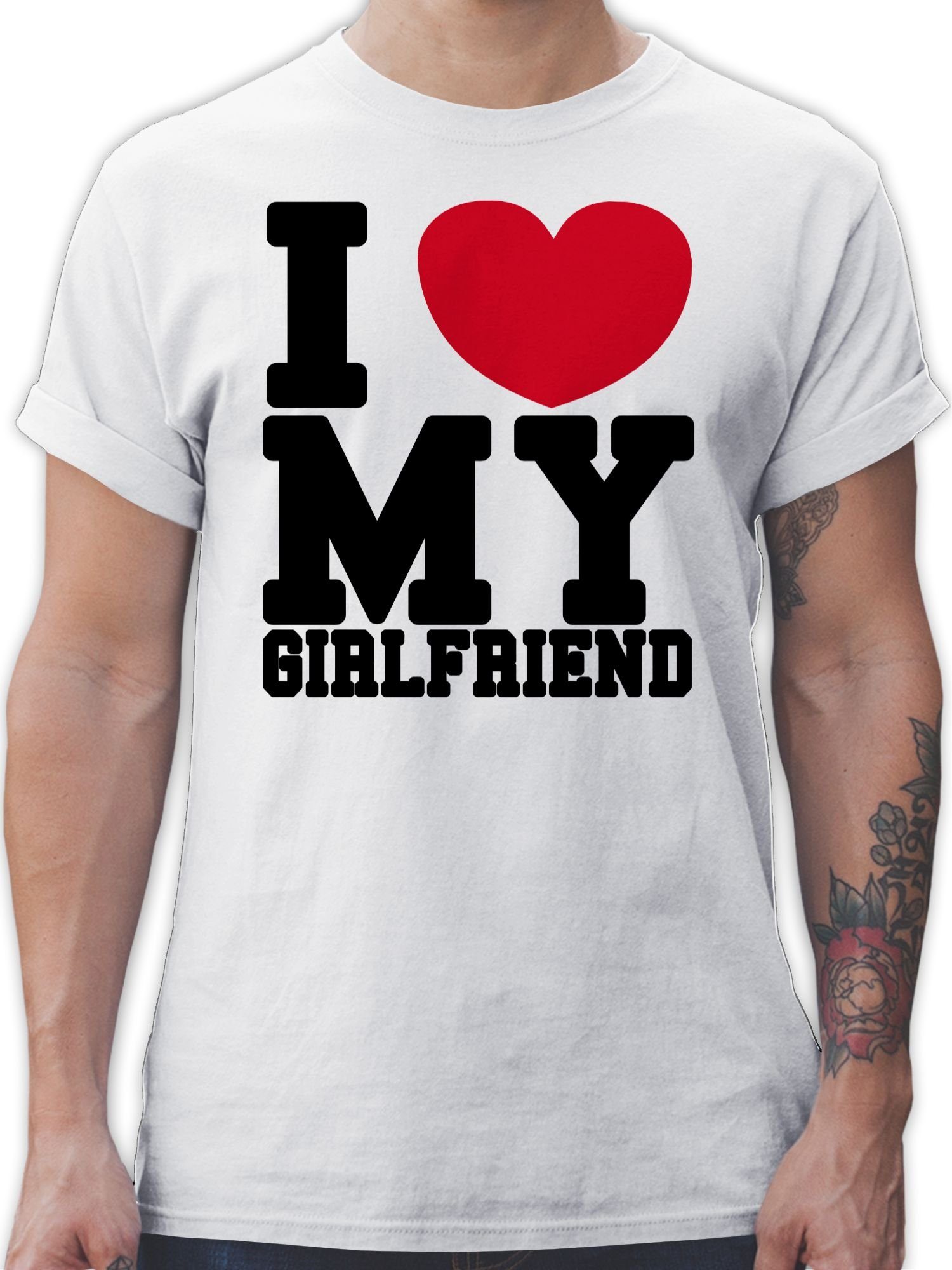 Shirtracer T-Shirt I love my Girlfriend - Ich liebe meine Freundin Geschenk Love my GF Valentinstag Partner Liebe