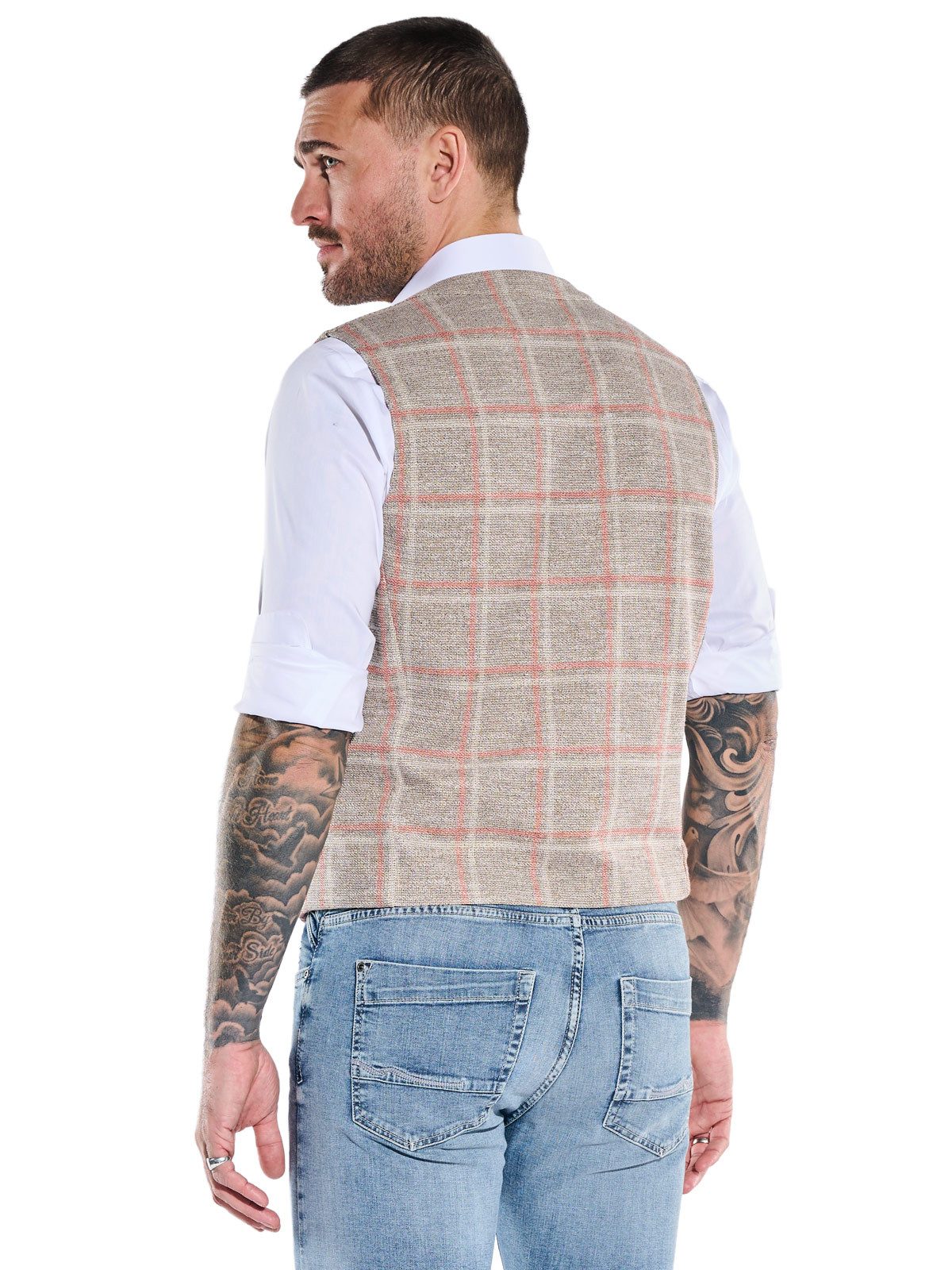 emilio adani Anzugweste Herren Sakkoweste mit Karo-Muster, Beige
